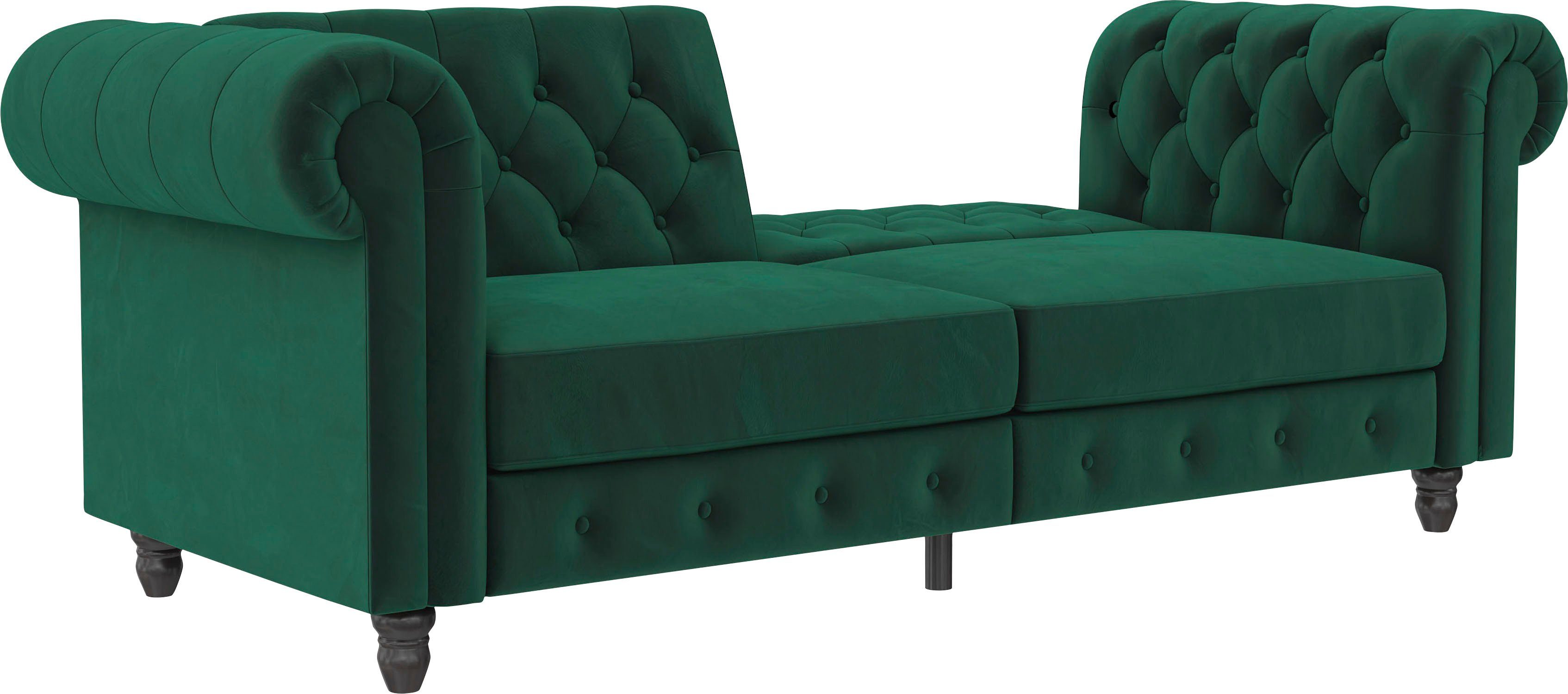 Dorel Home 3-zitsbank Felix, slaapbank 236 cm(ligoppervlak 108 x 190 cm), rugleuning 3-voudig verstelbaar, velours, kunstleer, luxe vintage microvezel