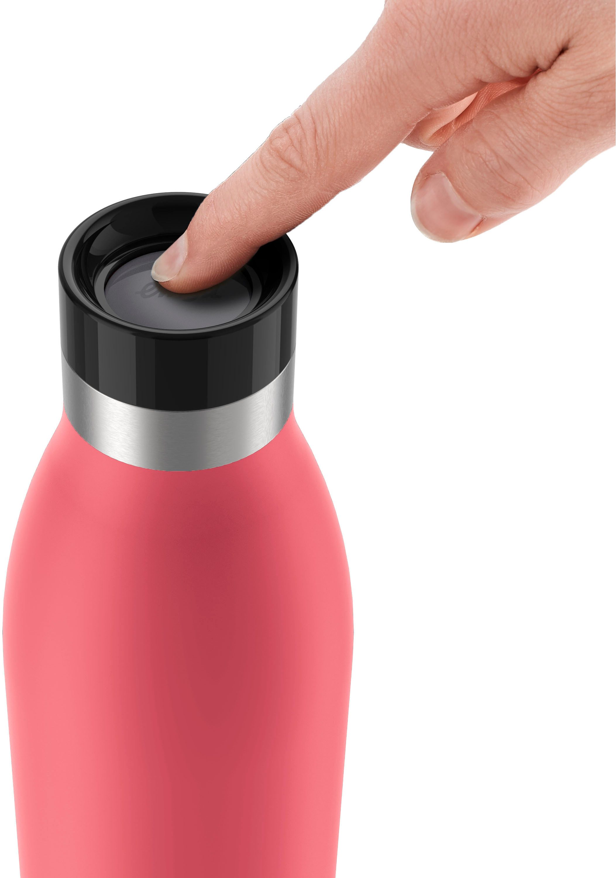 Emsa Thermosfles Drinkfles Bludrop Roestvrij staal, Quick-Press deksel, 360° drinkplezier, 12 uur warm/24 uur koel (1-delig)