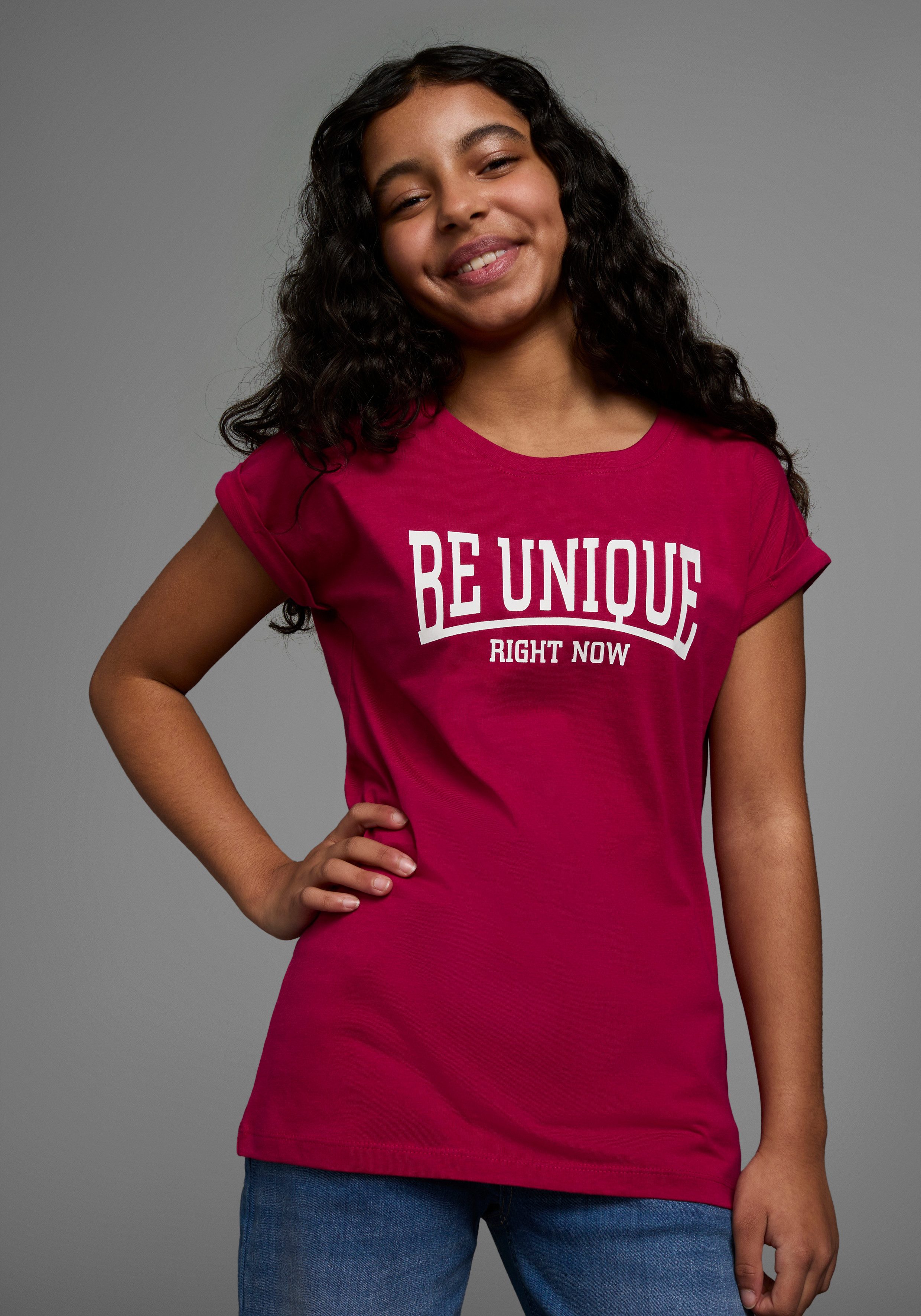 KIDSWORLD T-shirt Be unique - right now korte mouwen, bedrukt, ronde hals