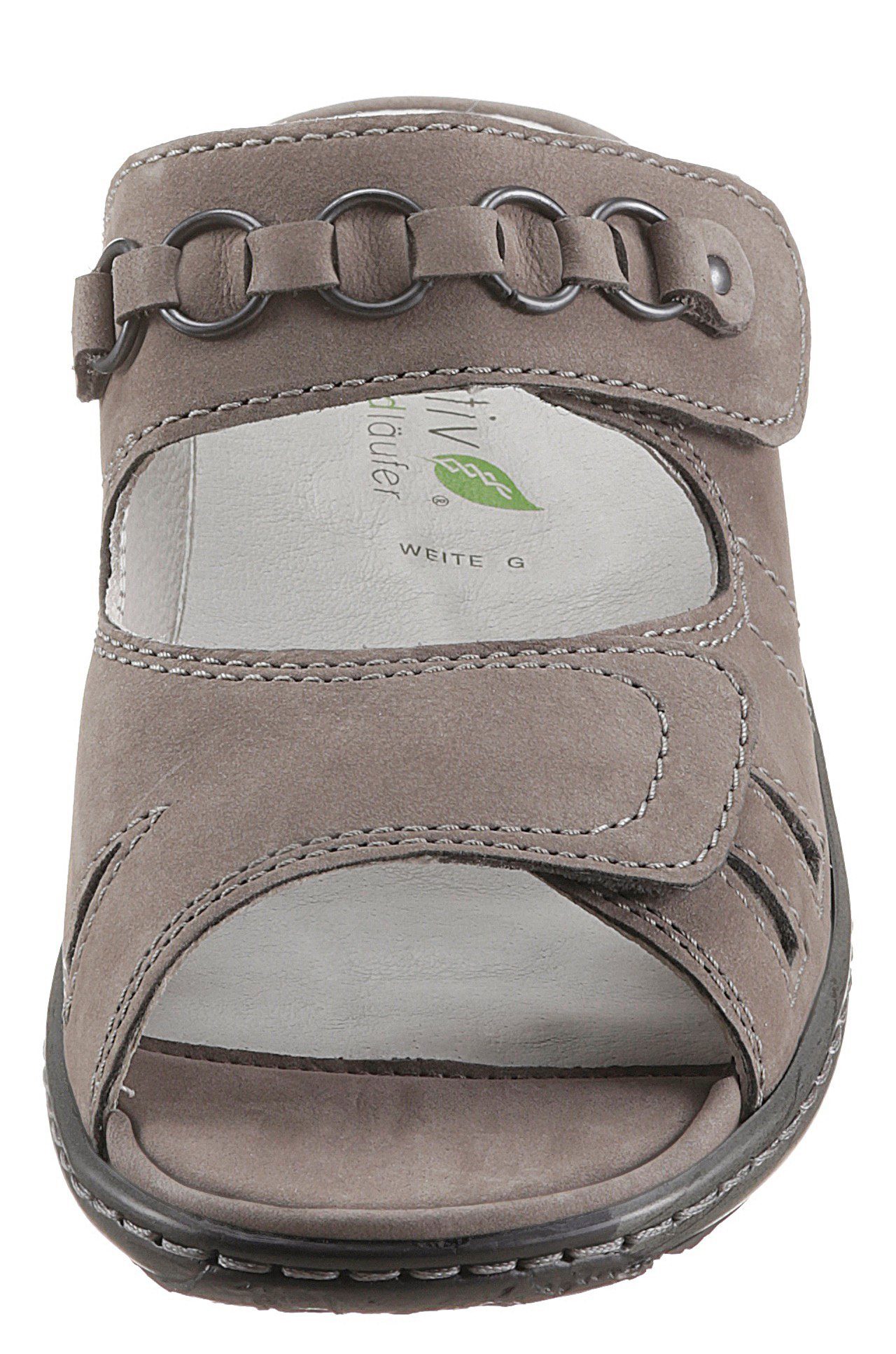 Waldläufer Slippers Garda , sleehak, zomerschoen, pantoffels met juwelenapplicatie, wijdte g