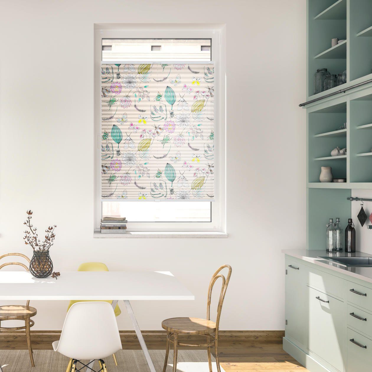 LICHTBLICK Plissé Klemmfix, zonder boren, ondoorzichtig, My bohemien Garden - multicolour (1 stuk) plisségordijnen maat 80 cm x 130 cm multicolor