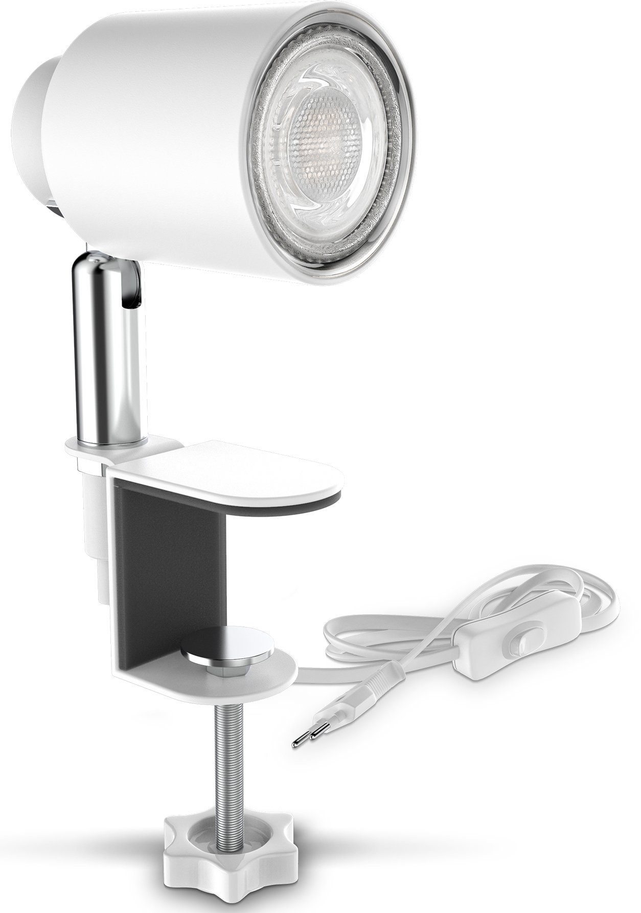 B.K.Licht Klemlamp BK_KL1354 LED klemlamp incl. 5W GU10 lamp, metaal (1 stuk)