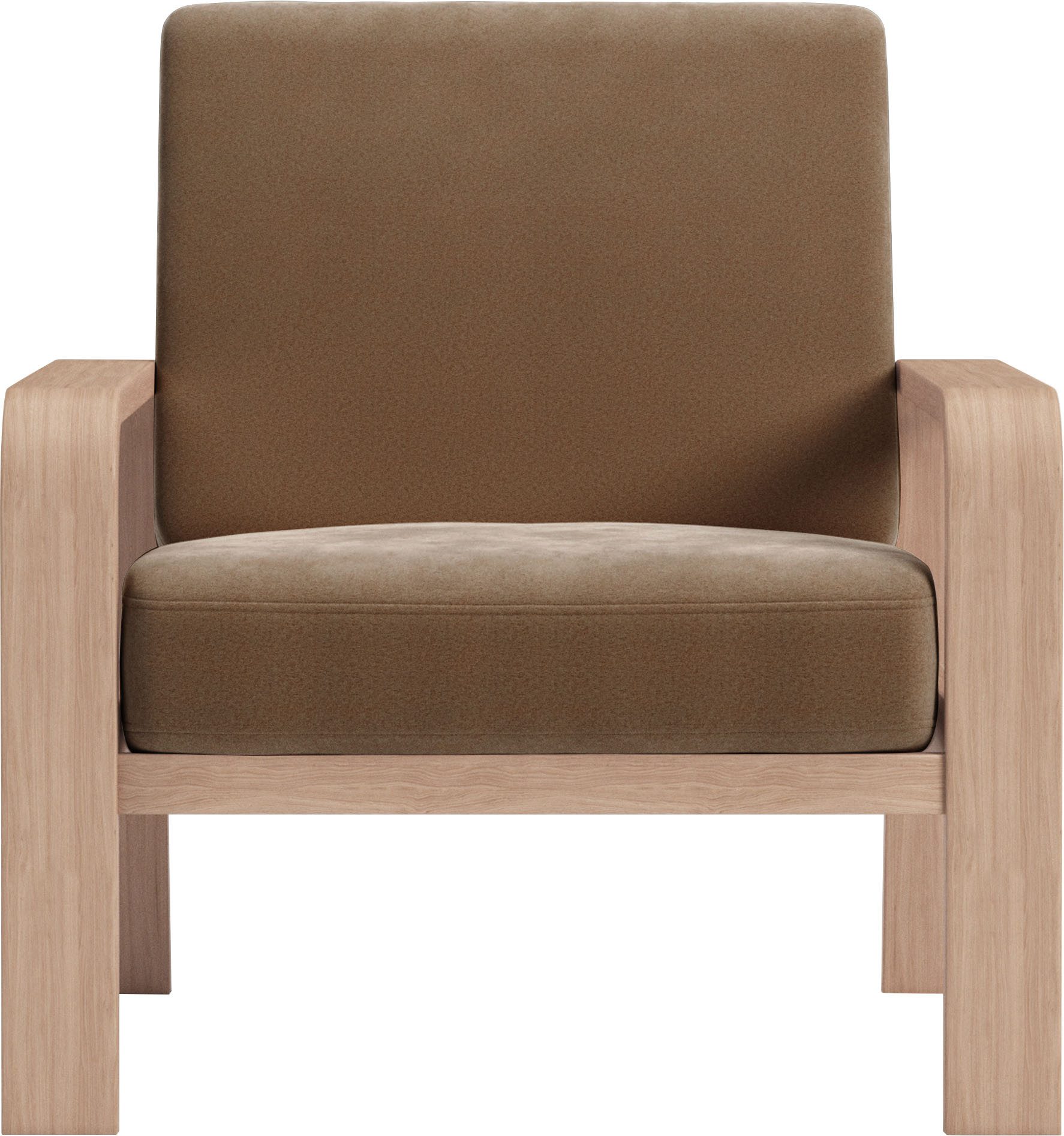 sit&more Fauteuil Kolding Armleuningen van natuurlijk beukenhout, verschillende bekledingen en kleuren fauteuils maat Luxe-microvezel ALTARA NUBUCK
