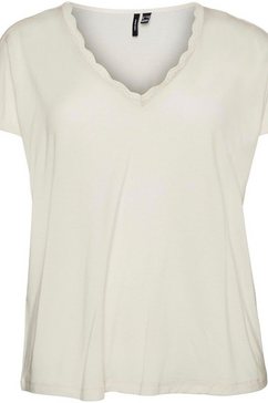 vero moda curve shirt met korte mouwen met kanten detail bij de hals wit