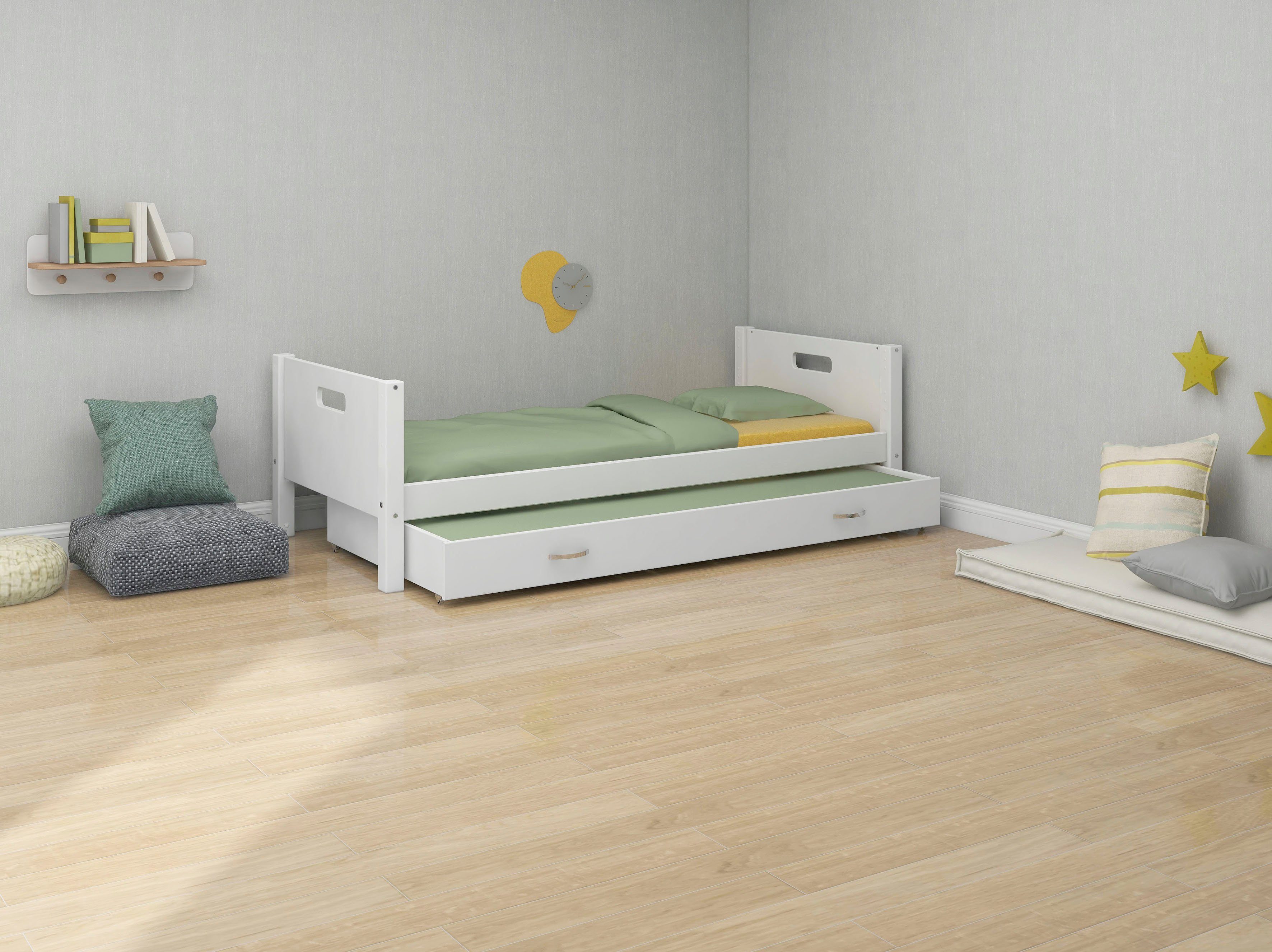 Thuka 1-persoonsledikant Nordic Kinderbed, Speelbed, Daybed, van de beste kwaliteit, stabiel, om te bouwen, met uitklapbed