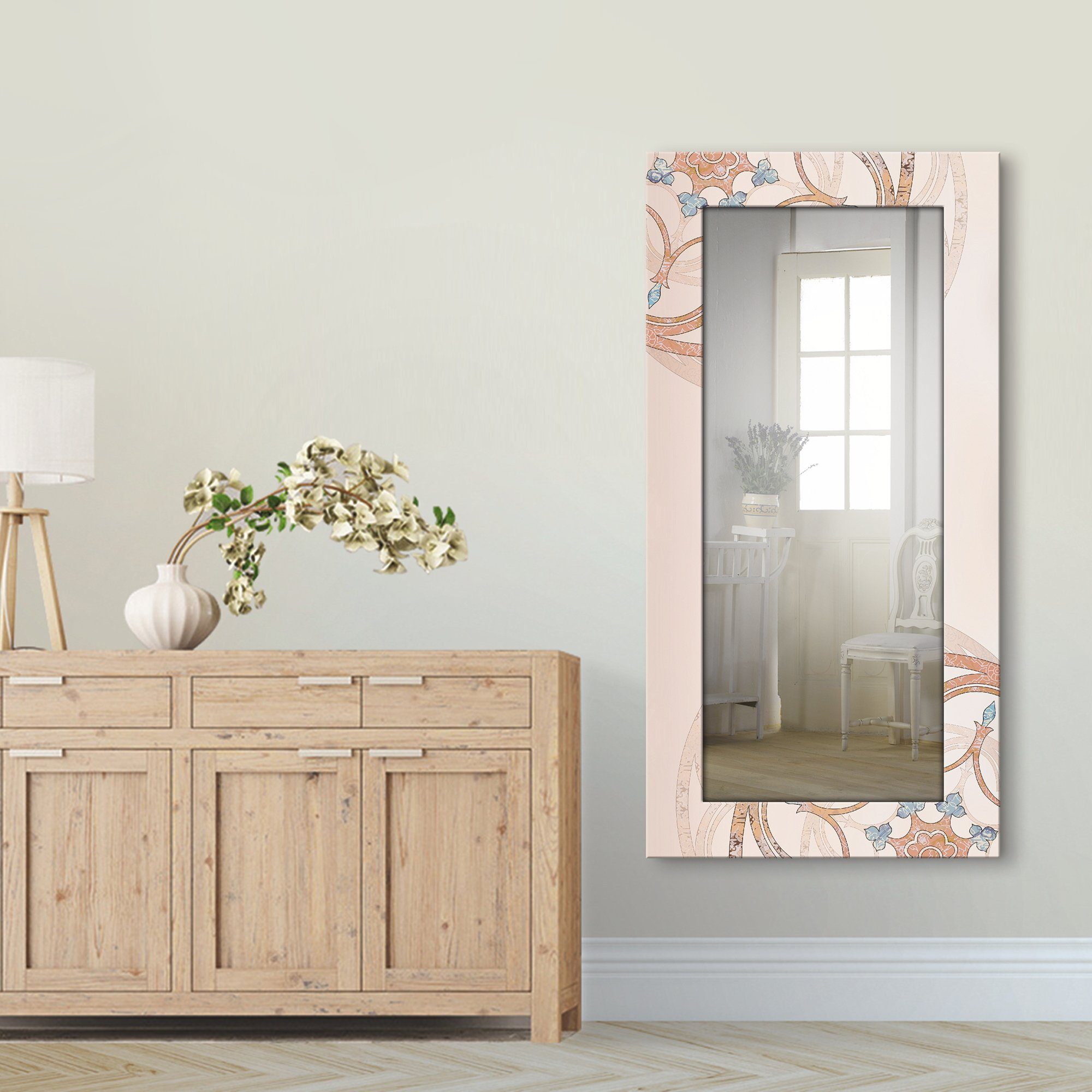 Artland Sierspiegel Boho mandala ingelijste spiegel voor het hele lichaam met motiefrand, geschikt voor kleine, smalle hal, halspiegel, mirror spiegel omrand om op te hangen