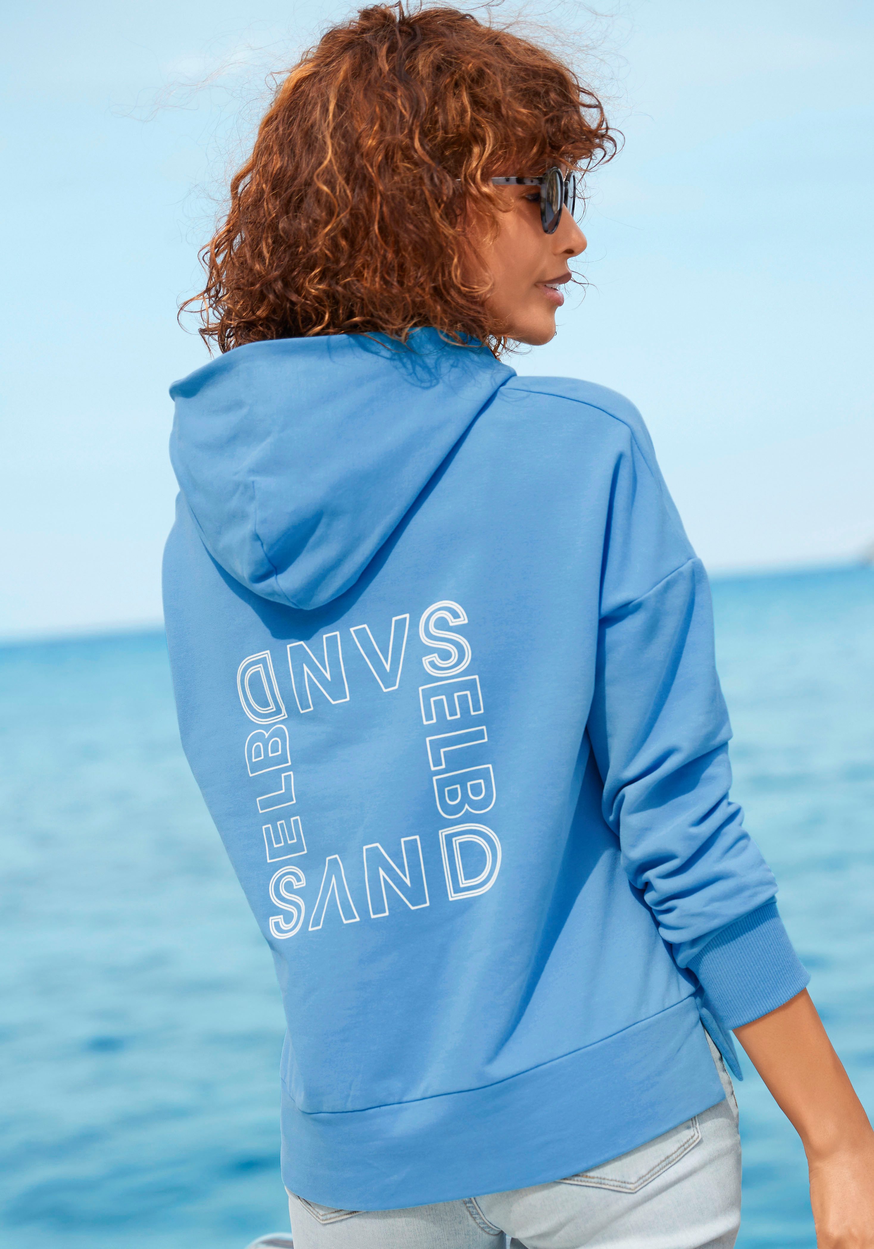 Elbsand Hoodie met grote logoprint op de rug, comfortabele hoodie van katoen