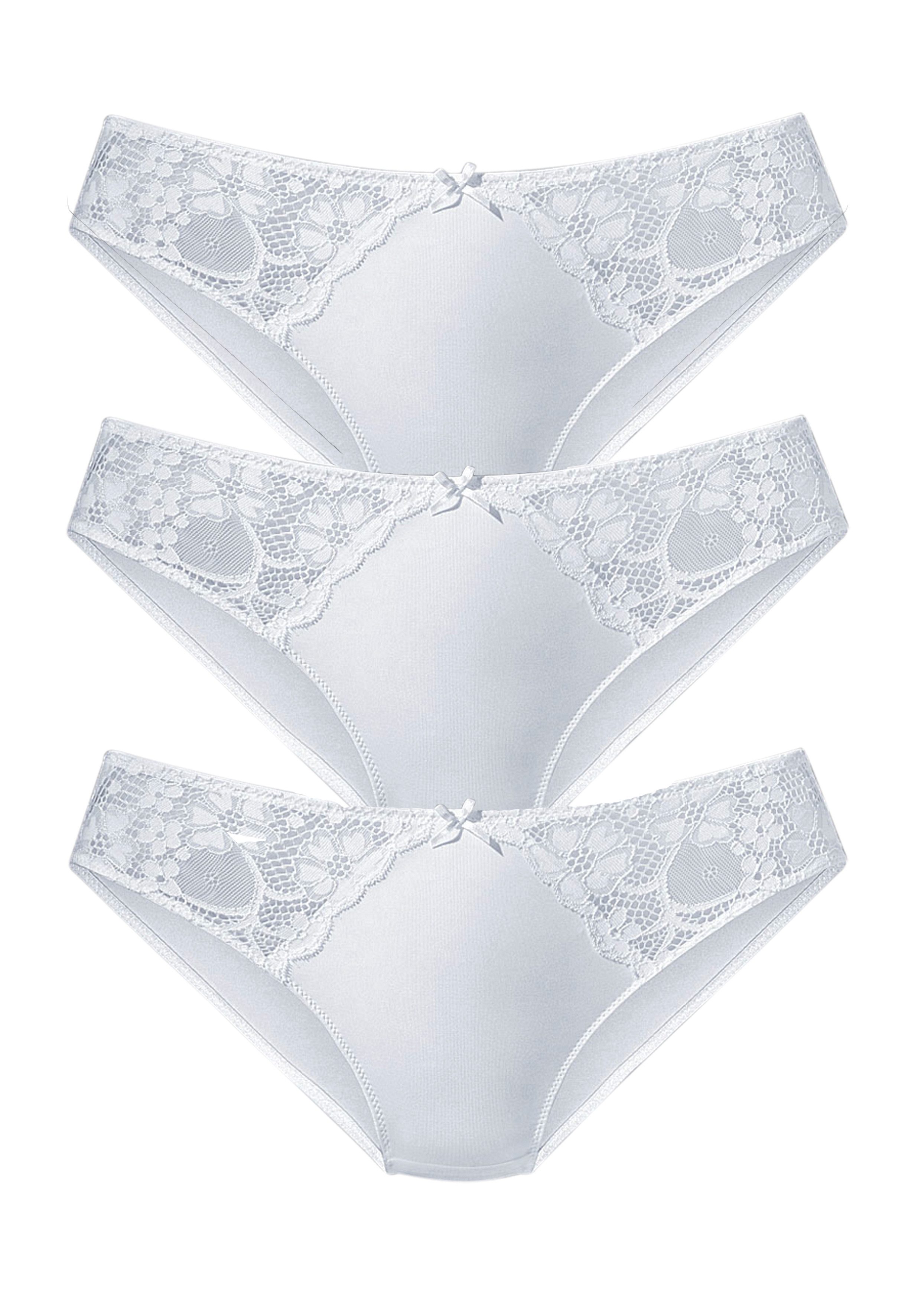 Petite fleur Slip met iets transparante jacquard-kant aan beide kanten opzij (3 stuks)