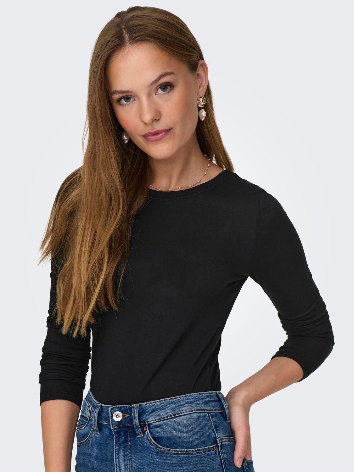 JDY Shirt met lange mouwen JDYSUMA WOOLBLEND L/S ONECK TOP JRS NOOS