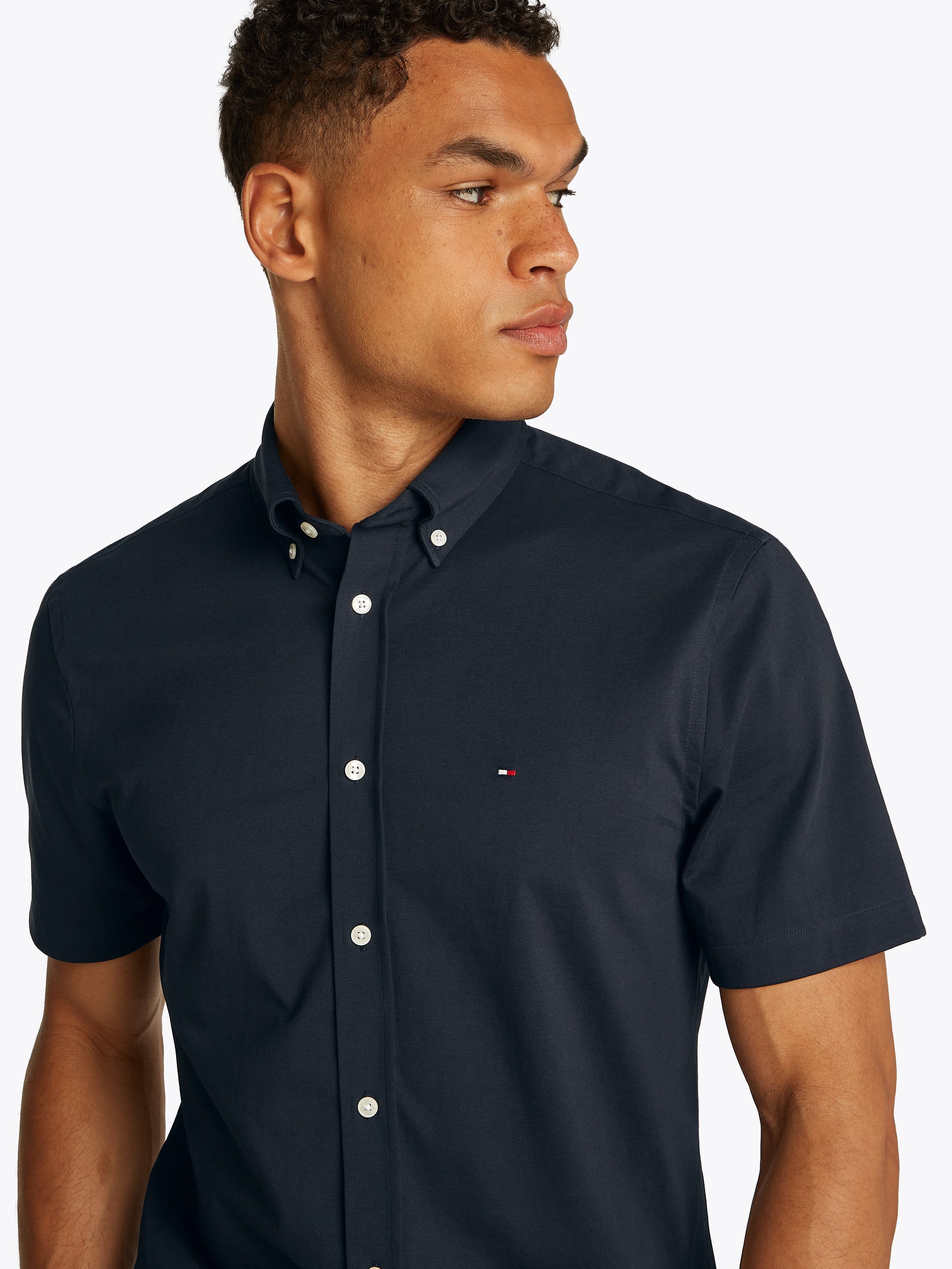 Tommy Hilfiger Overhemd met korte mouwen PERFORMANCE KNIT SOLID SS SHIRT