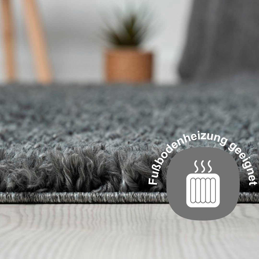 my home Set slaapkamerkleedjes met hoge pool Banji Uni-kleuren, zacht en fluffy, ook als loper en in rond verkrijgbaar