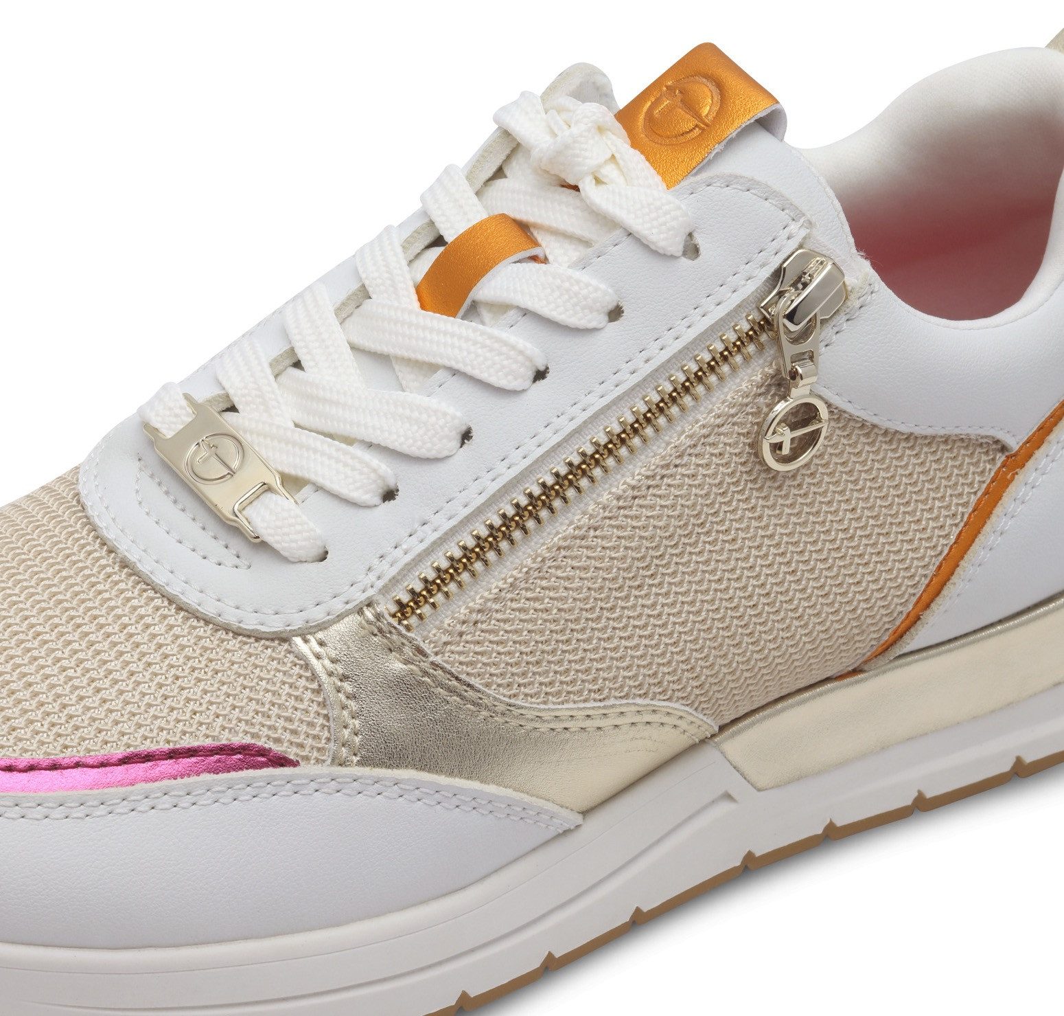 Tamaris Sneakers met sleehak Almina , vrijetijdsschoen, lage schoen, veterschoen in smalle vorm