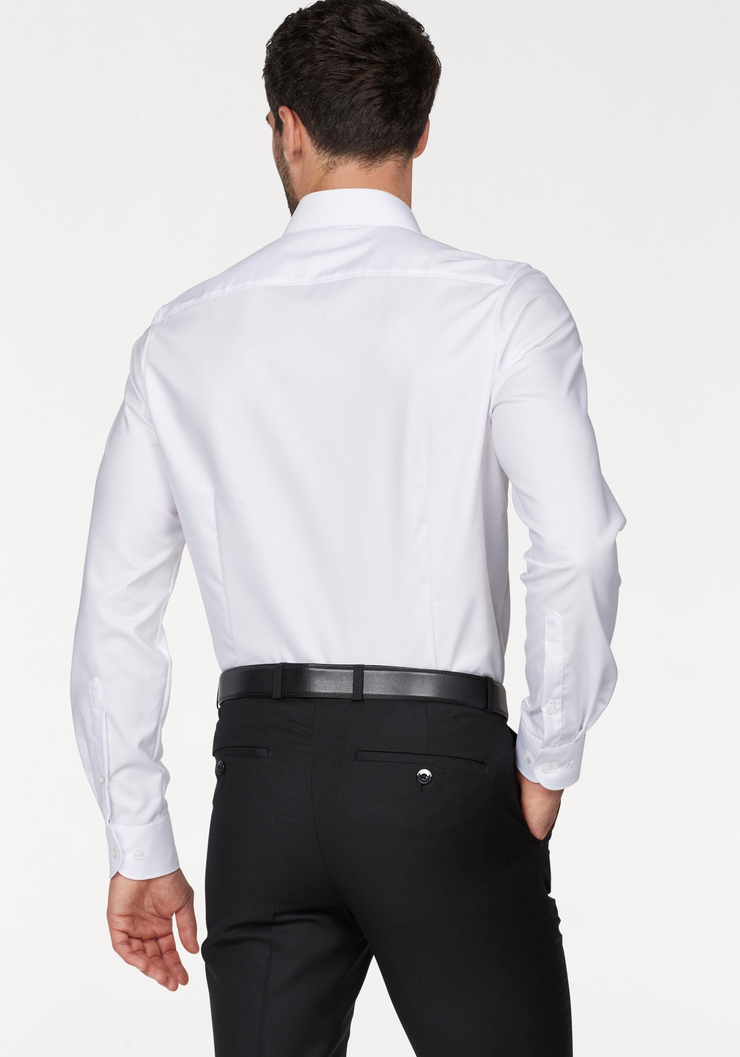 OLYMP Businessoverhemd Level Five body fit geweven patroon, edele glans
