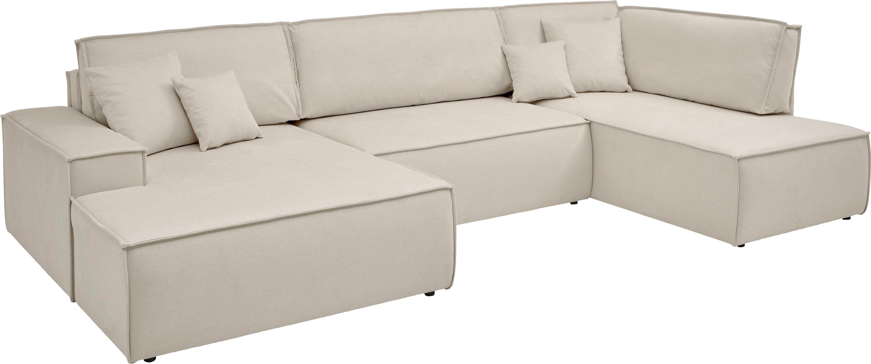 andas Zithoek FINNLEY U-model XXL 329 cm, bedbank, slaapfunctie m. bedkist
