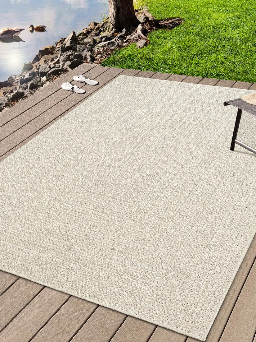 OTTO The carpet Vloerkleed Kansas moderne robuuste in- en outdoor tapijt jute look moderne vloerkleden maat 80 cm x 150 cm x 1 mm beige