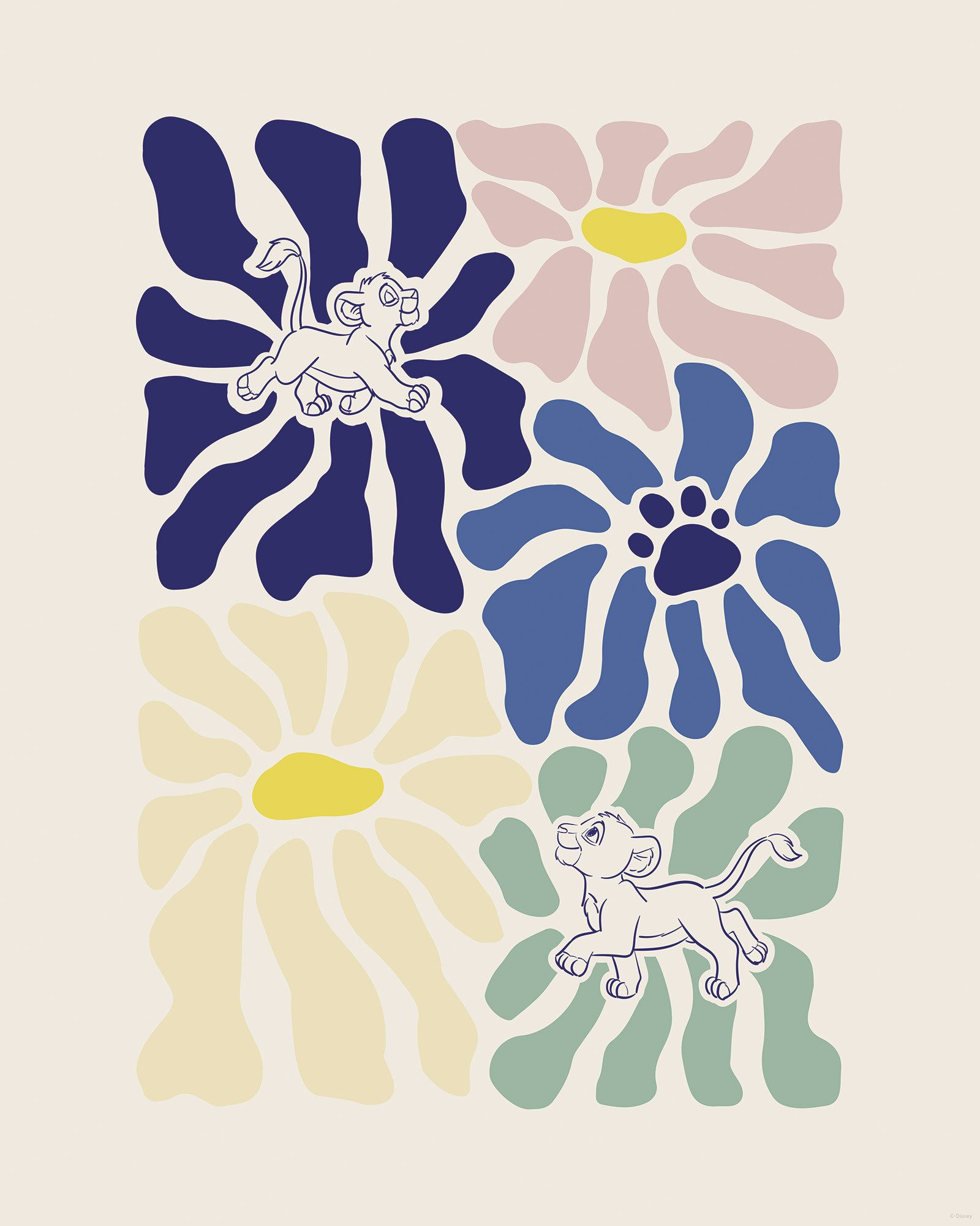 Komar Artprint Disney The Lion King Between Flowers 40 x 60 cm (breedte x hoogte) - kinderkamer, decoratie (1 stuk)