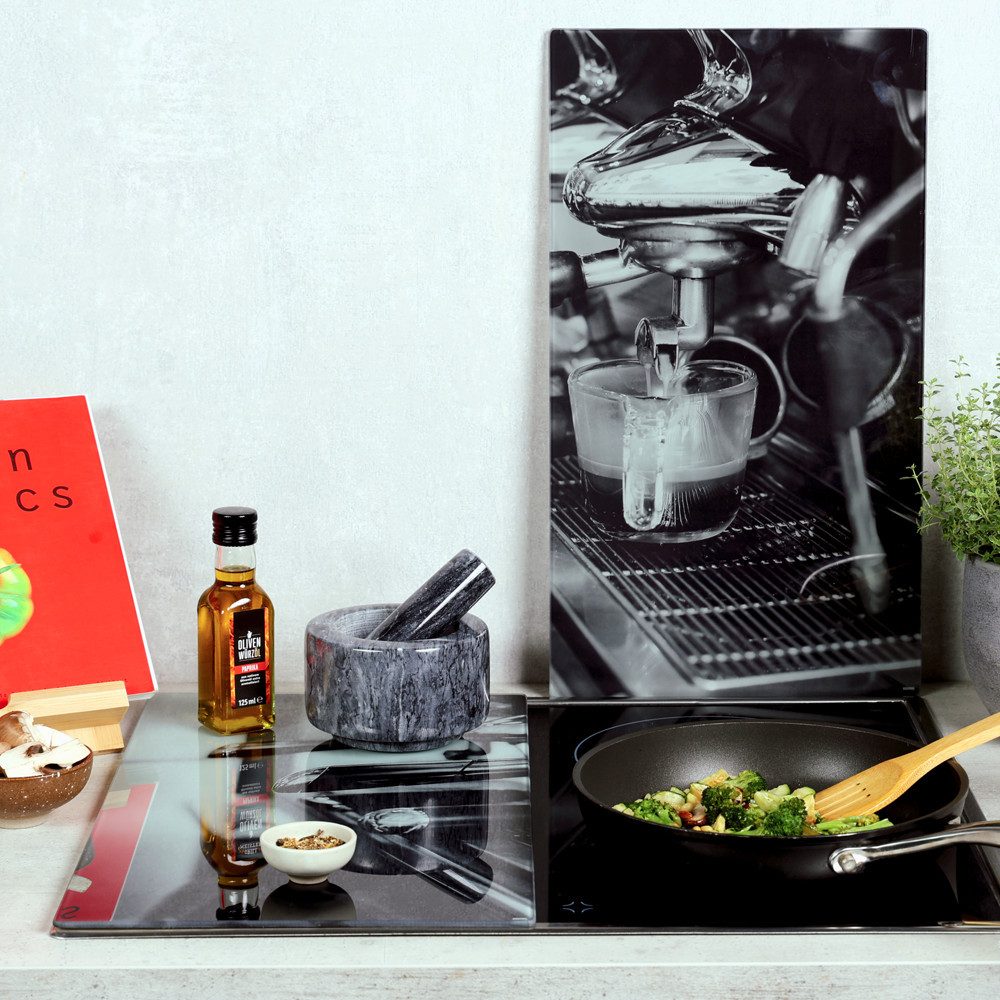 KESPER for kitchen & home Snij- en afdekplaat Multi-glas snijplank, 2-delig, met koffie-motiv (set)