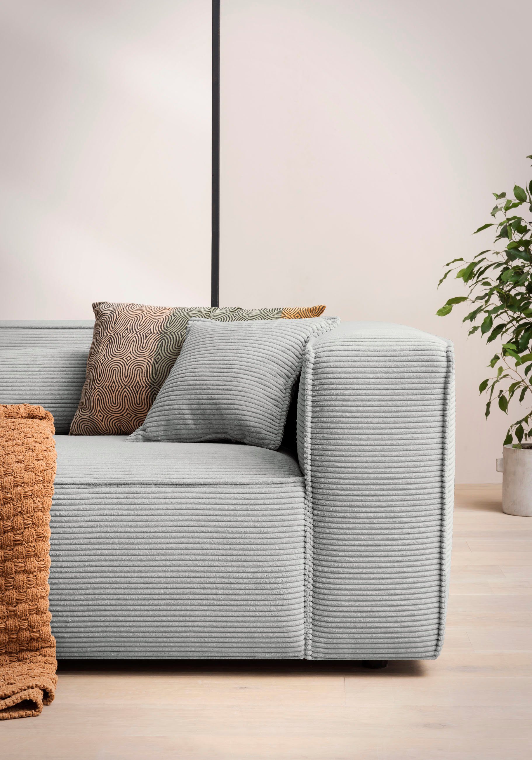 LeGer Home by Lena Gercke Hoekbank PIARA XXL, L-vorm met slaapfunctie, Big-sofa in cord of linnenlook Hocker verstelbaar tot slaapbank (krokodillenverbinder), diepe zitting