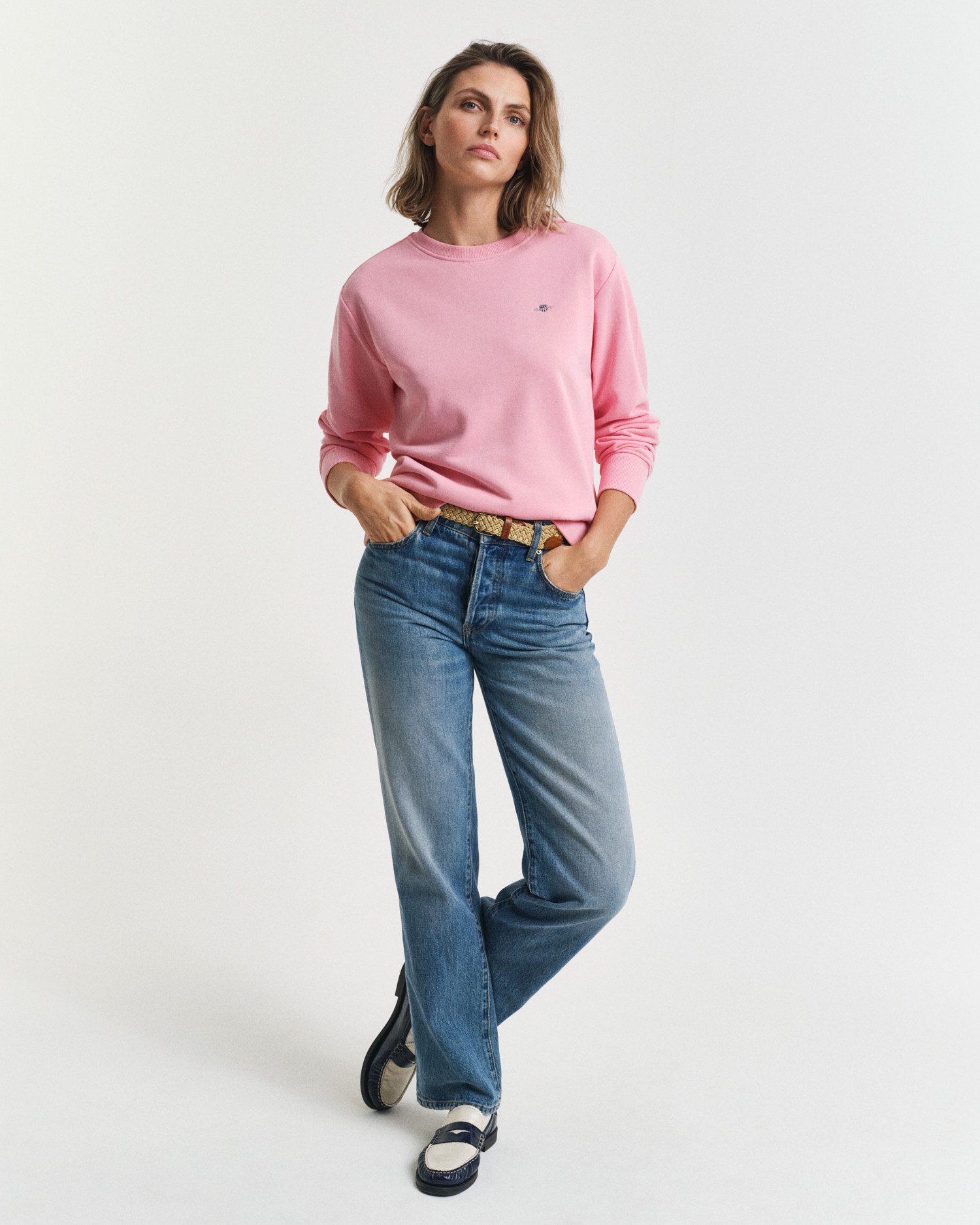 Gant Sweatshirt SHIELD C-NECK SWEAT Grafische GANT-borduursel op de borst