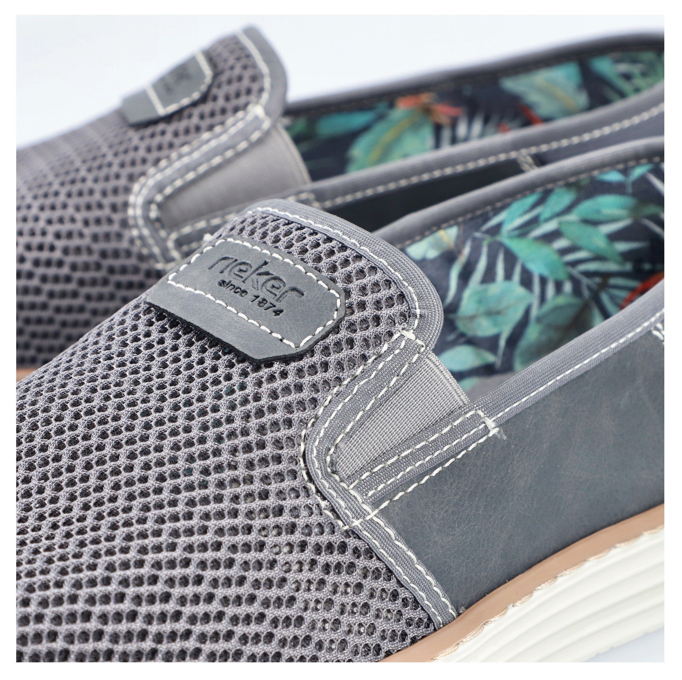 Rieker Instappers Espadrilles, zomerschoen met contrasterende decoratieve stiksels