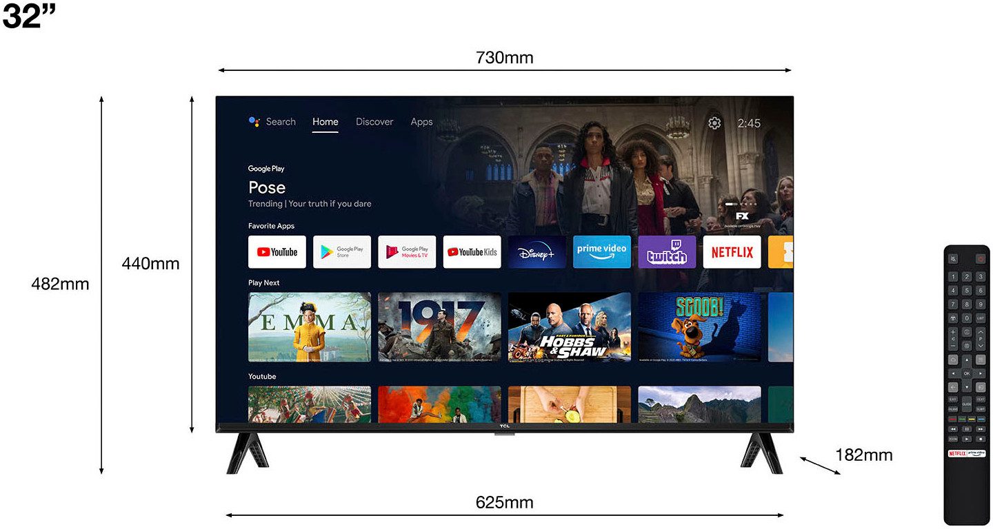 TCL Led-TV 32L5AX1, 80 cm / 32", Full HD, Android TV - Smart TV