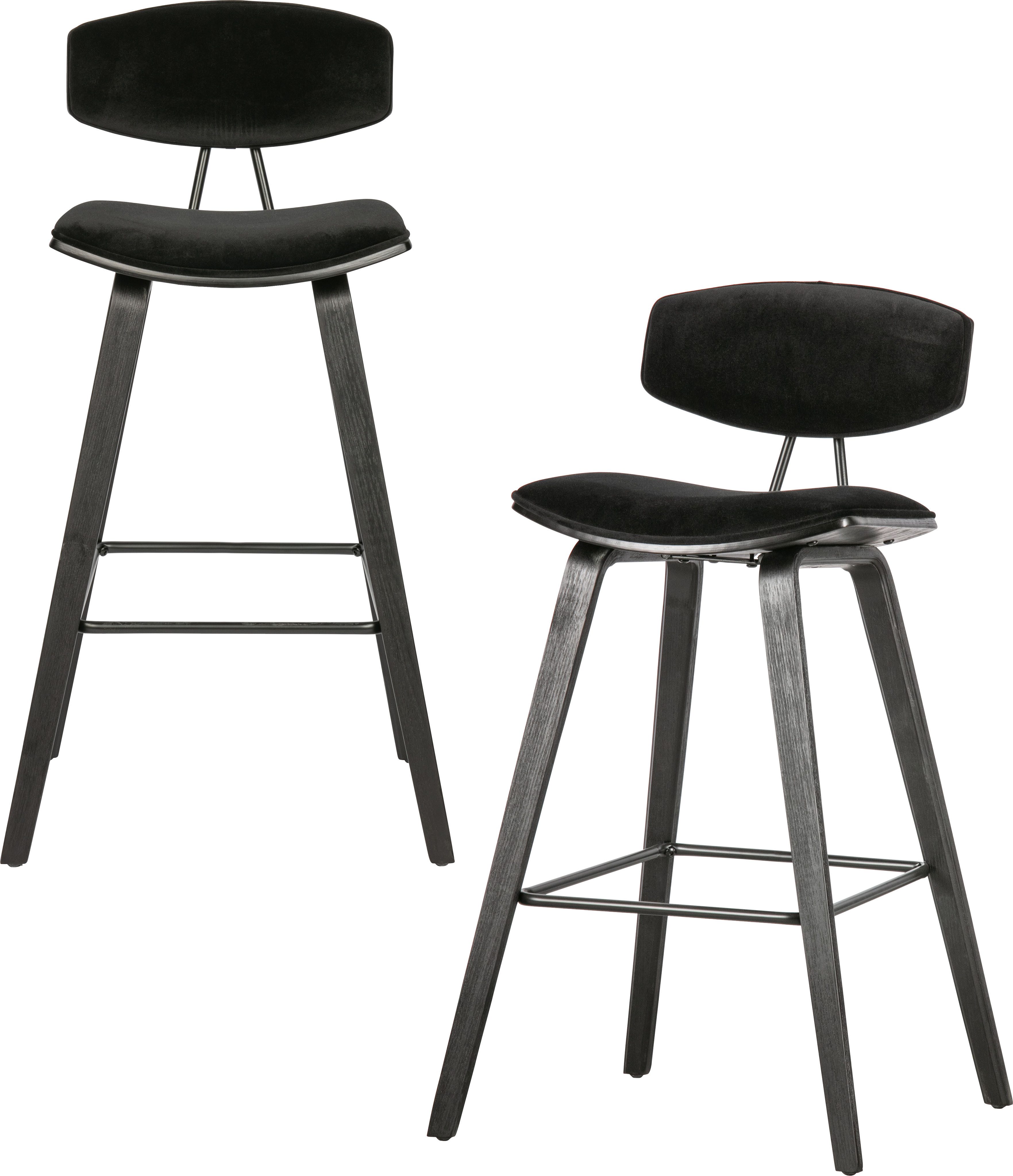 WOOOD Barkruk Senn Zitvlak van velours, H 94 cm x B 41 cm (2 stuks)