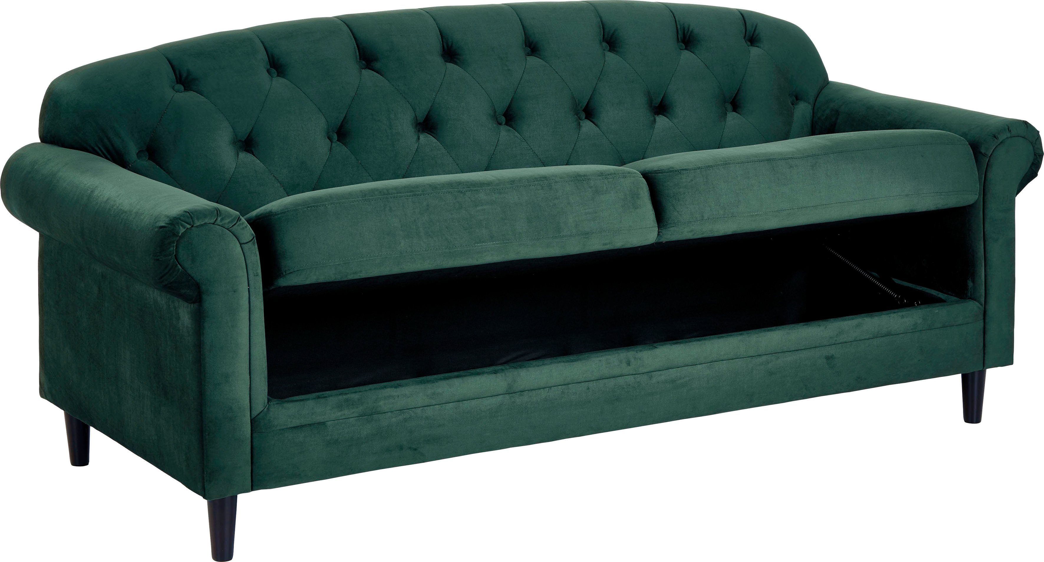 ATLANTIC home collection 2-zitsbank Carla in veloursbekleding, met bergruimte onder de zitting