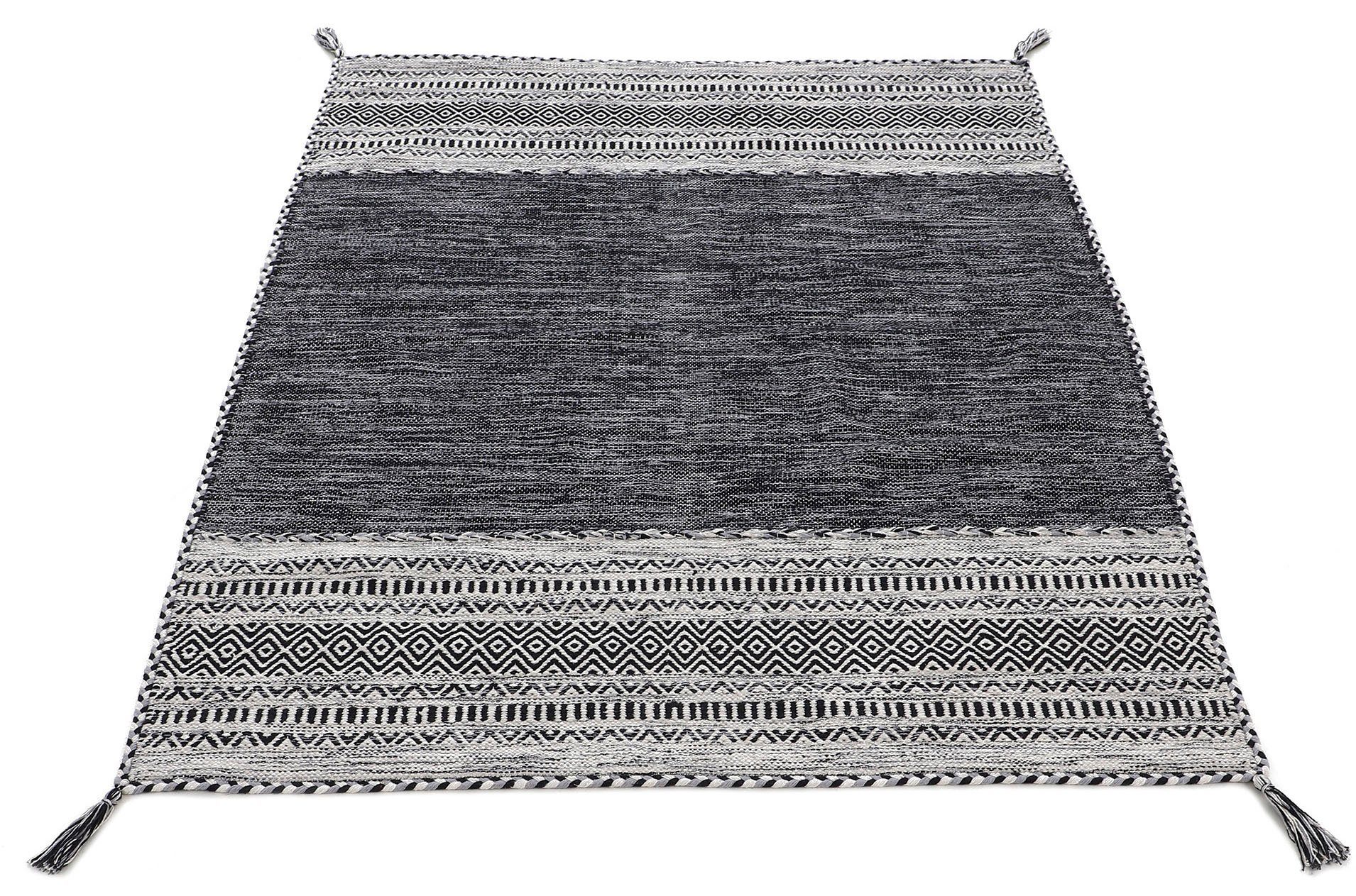 carpetfine Vloerkleed Kelim Azizi Katoenen, tweezijdig te gebruiken kleed met franje, woonkamer