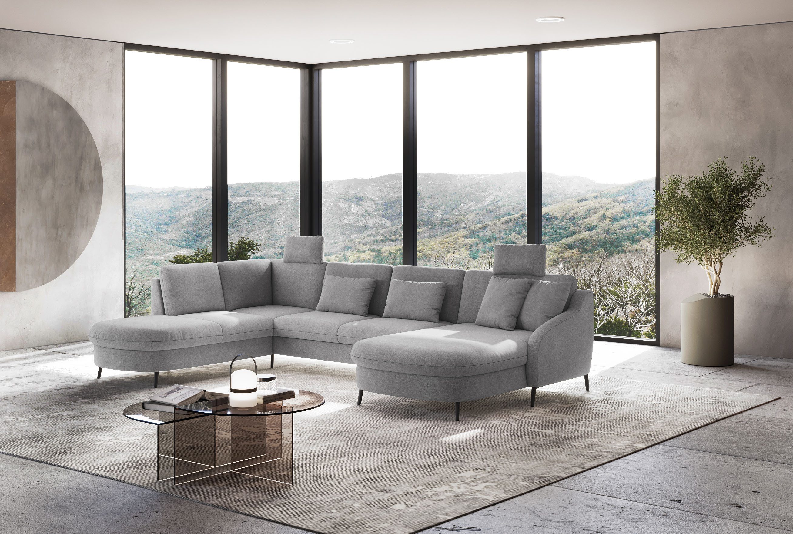 sit&more Zithoek Soul U-model optioneel met bedfunctie en bedlade of lade