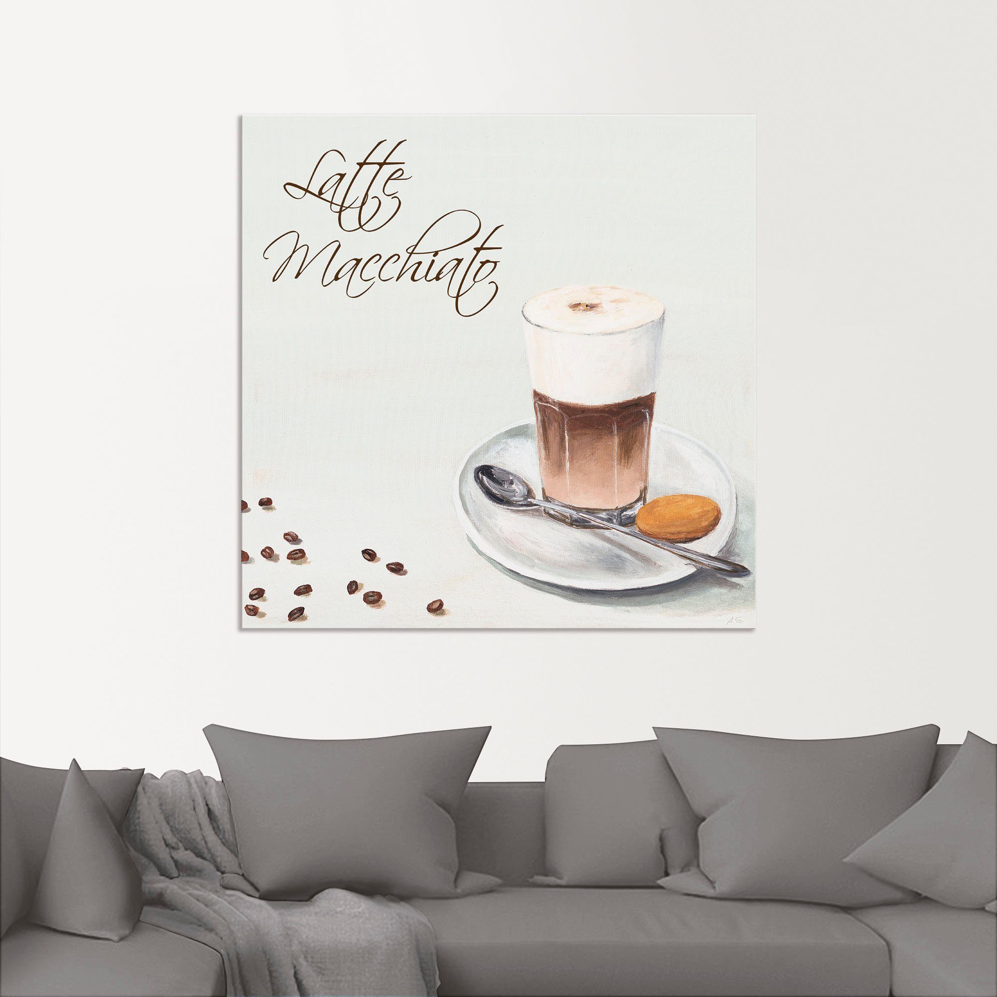 Artland Aluminium dibond print Latte macchiato II geschikt voor binnen en buiten, buitenafbeelding