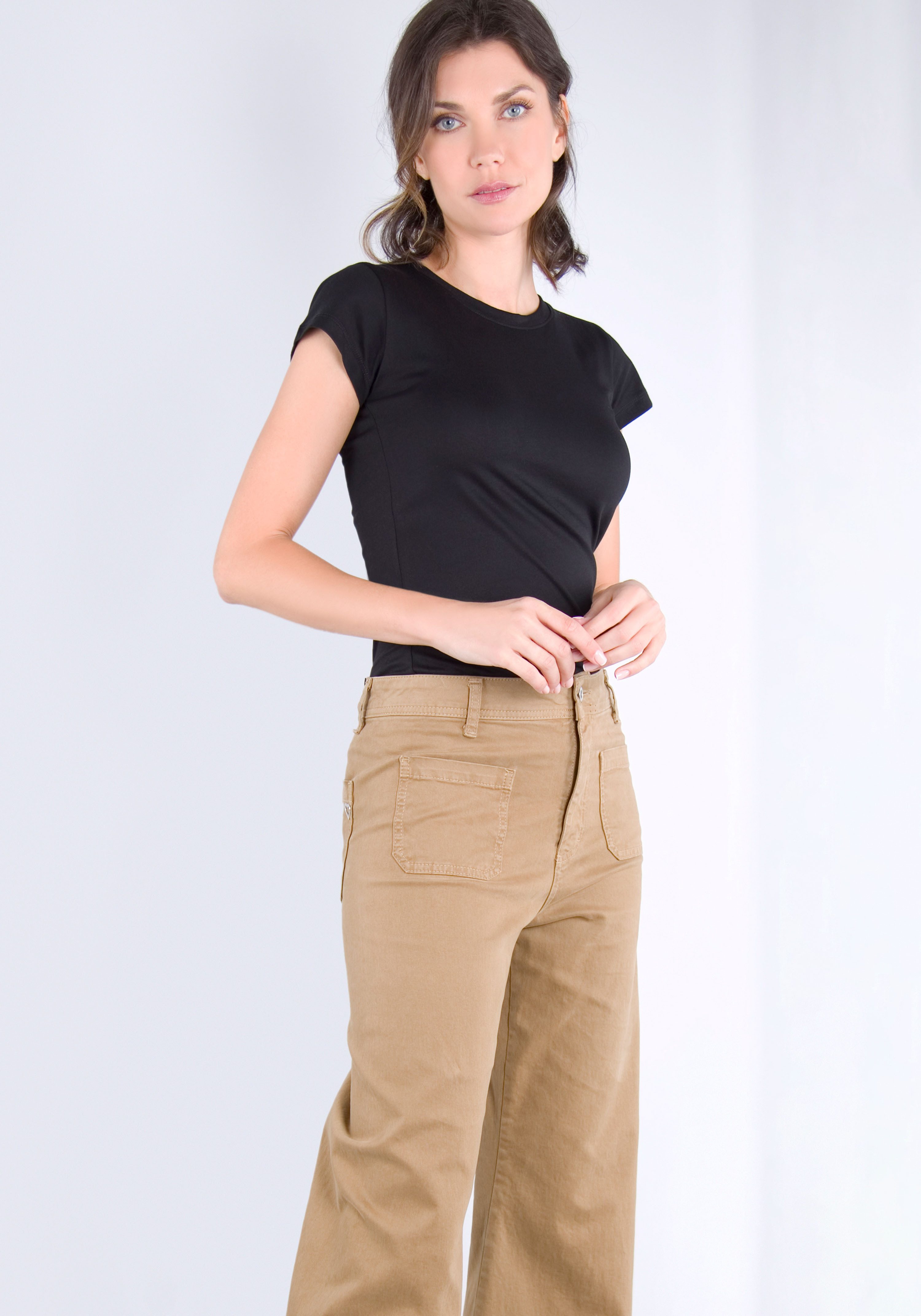 Please Jeans Broek met wijde pijpen van hoogwaardige katoenmix met stretch