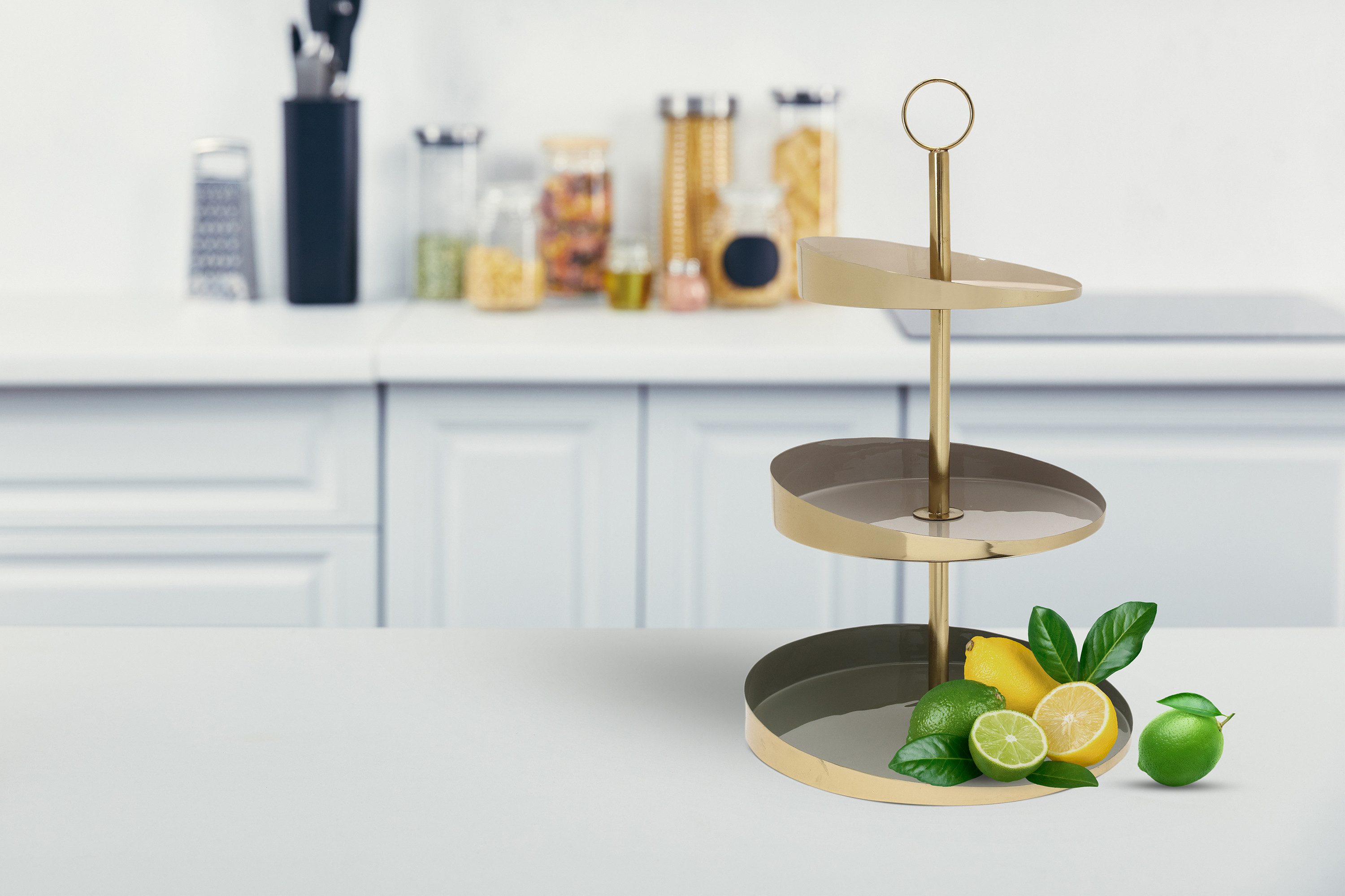 Kayoom Etagère Etagere Art Deco 2125 Handwerk, 3-laags serveerplateau van ijzer, kleurrijk gelakt