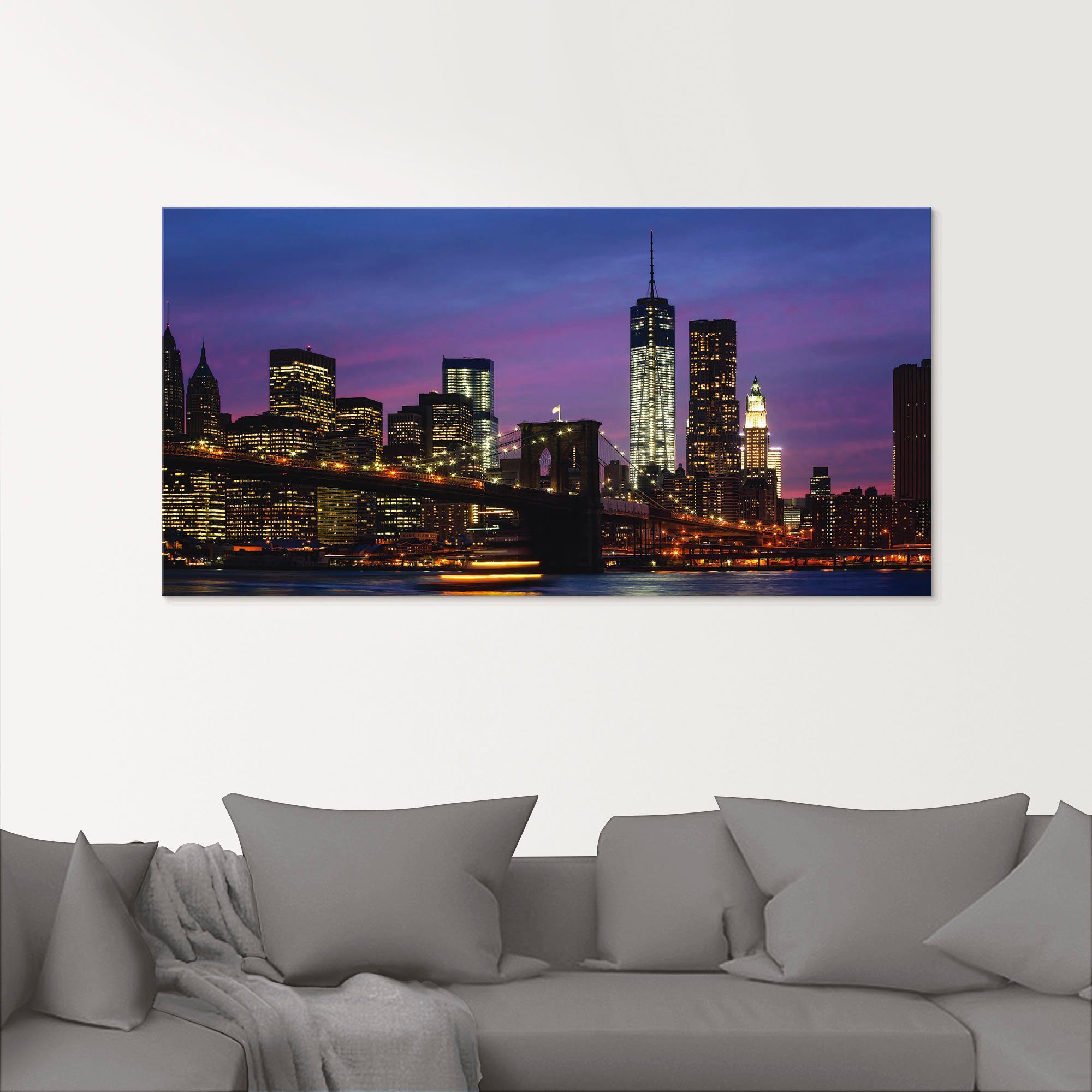 Artland Print op glas Brooklyn Bridge in verschillende maten