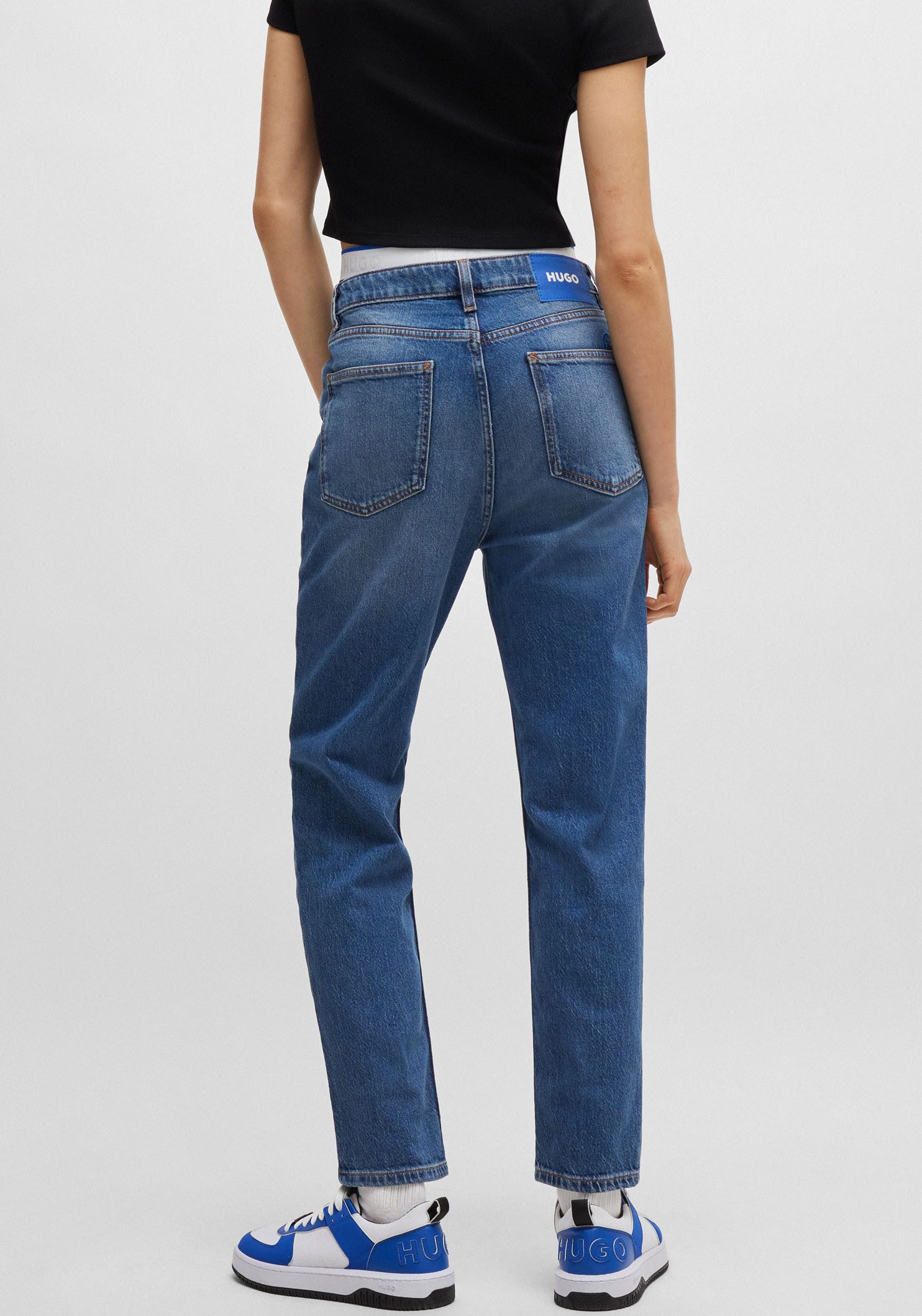HUGO Blue Mom jeans Noe_B Straight fit jeans met hoge taille