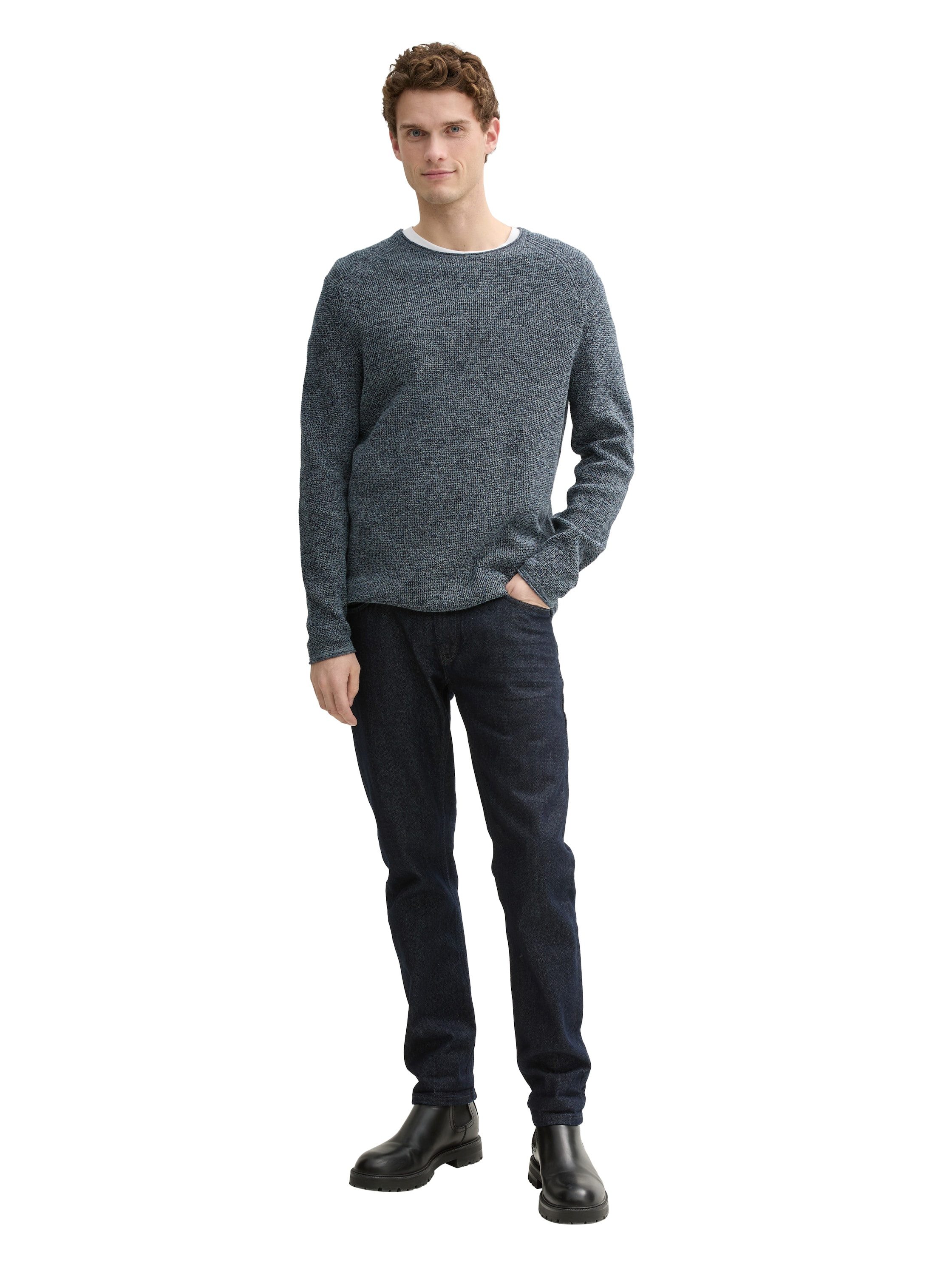 Tom Tailor Trui met ronde hals in gemêleerde look
