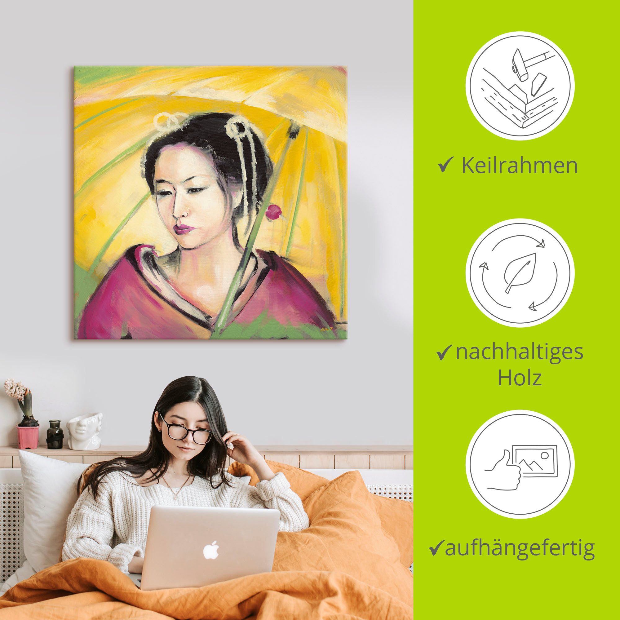 Artland Artprint Geisha als artprint op linnen, muursticker in verschillende maten
