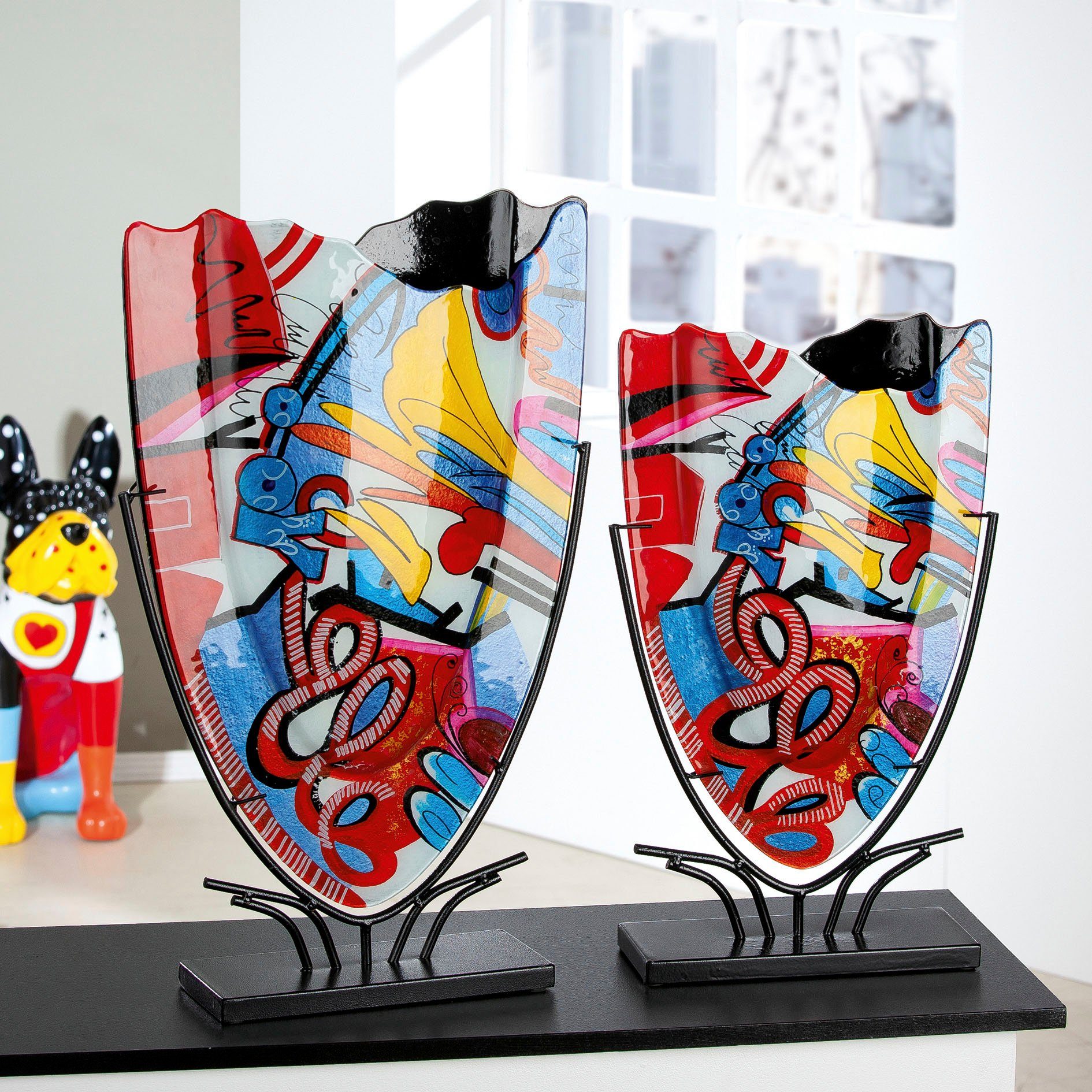 Casablanca by Gilde Siervaas Streetart Vaas van glas op metalen standaard, hoogte ca. 47 cm (1 stuk)