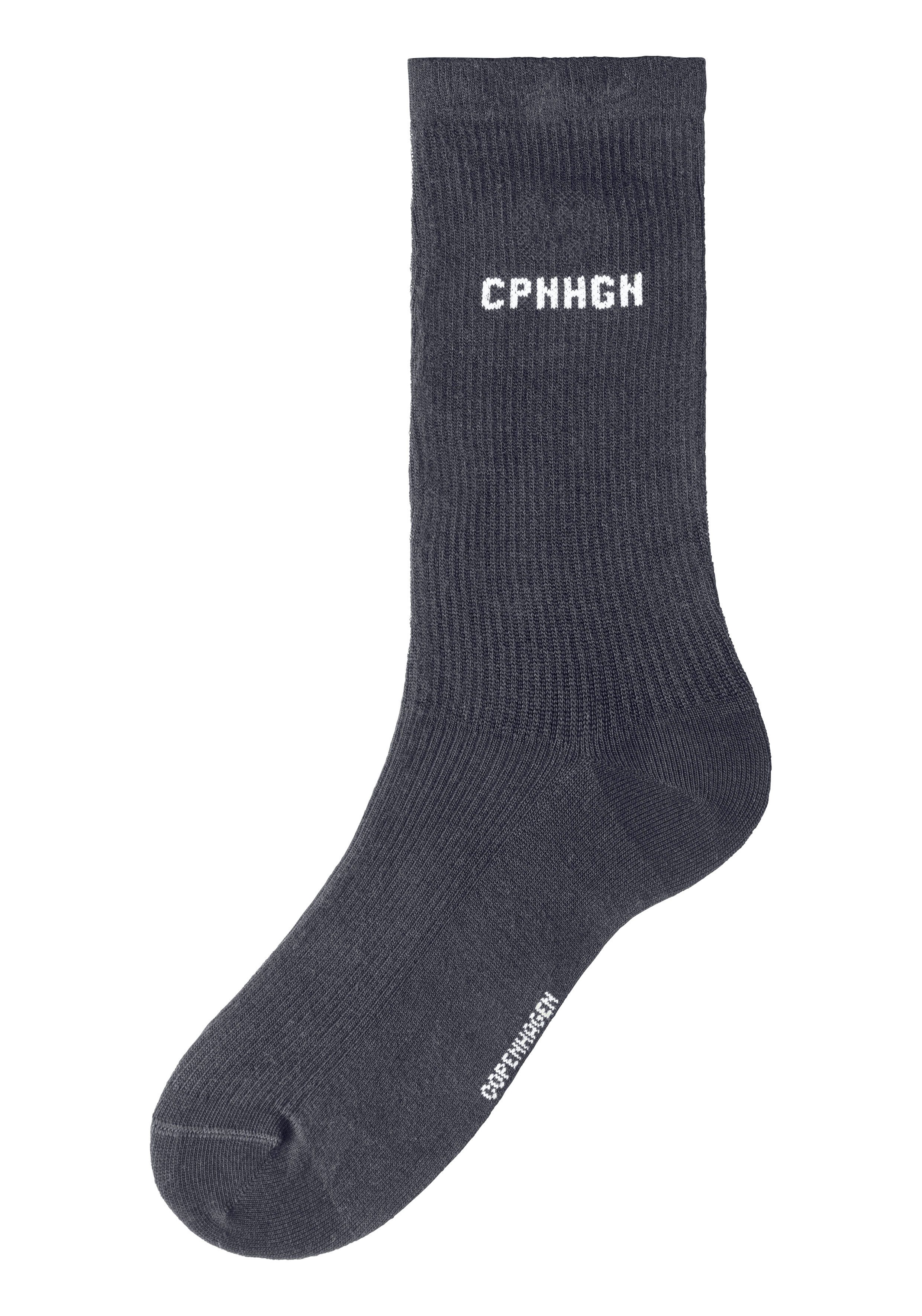Copenhagen Studios Basic sokken met ribstructuur en borduursel (set, 3 paar)