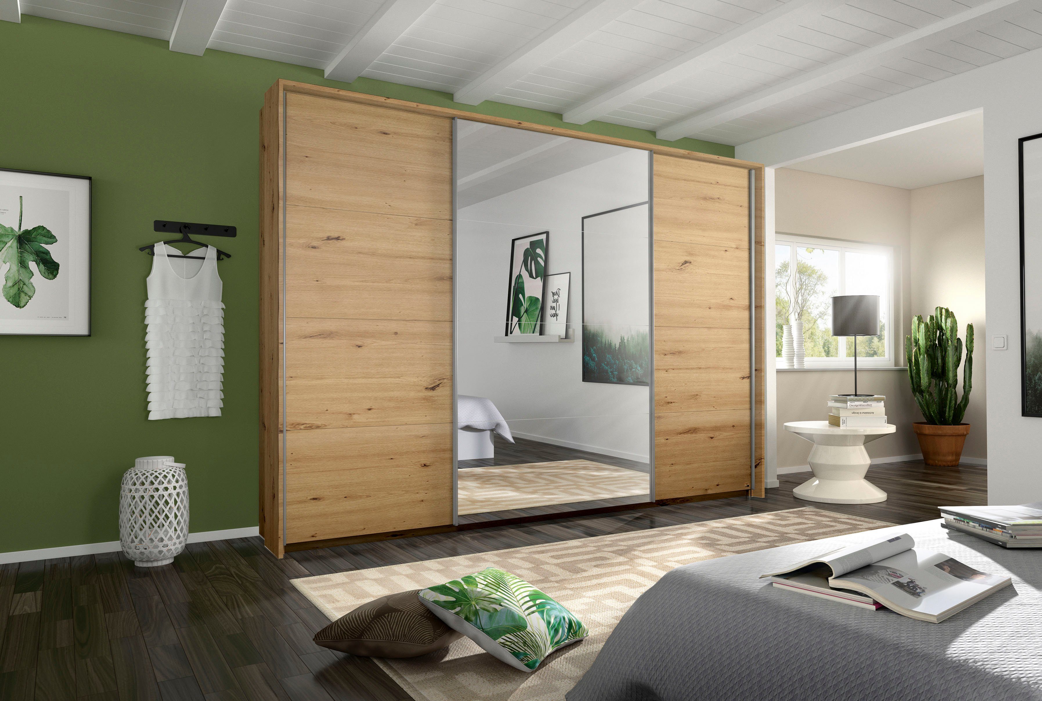 rauch Schuifdeurkast Kledingkast kast garderobe CORTONA met passe-partout en optionele verlichting inclusief indeling 2 boxen en planken