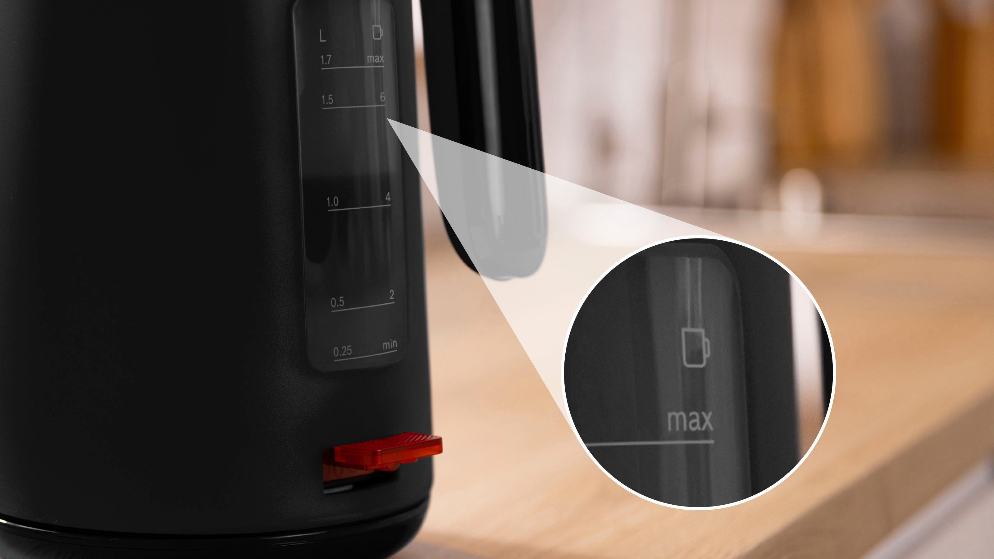 BOSCH Waterkoker MyMoment TWK2M163, Abschaltautomatik, Überhitzungschutz, Tassenanzeige, 1,7 l, Automatische uitschakeling, weergave aan kopjes, matzwart