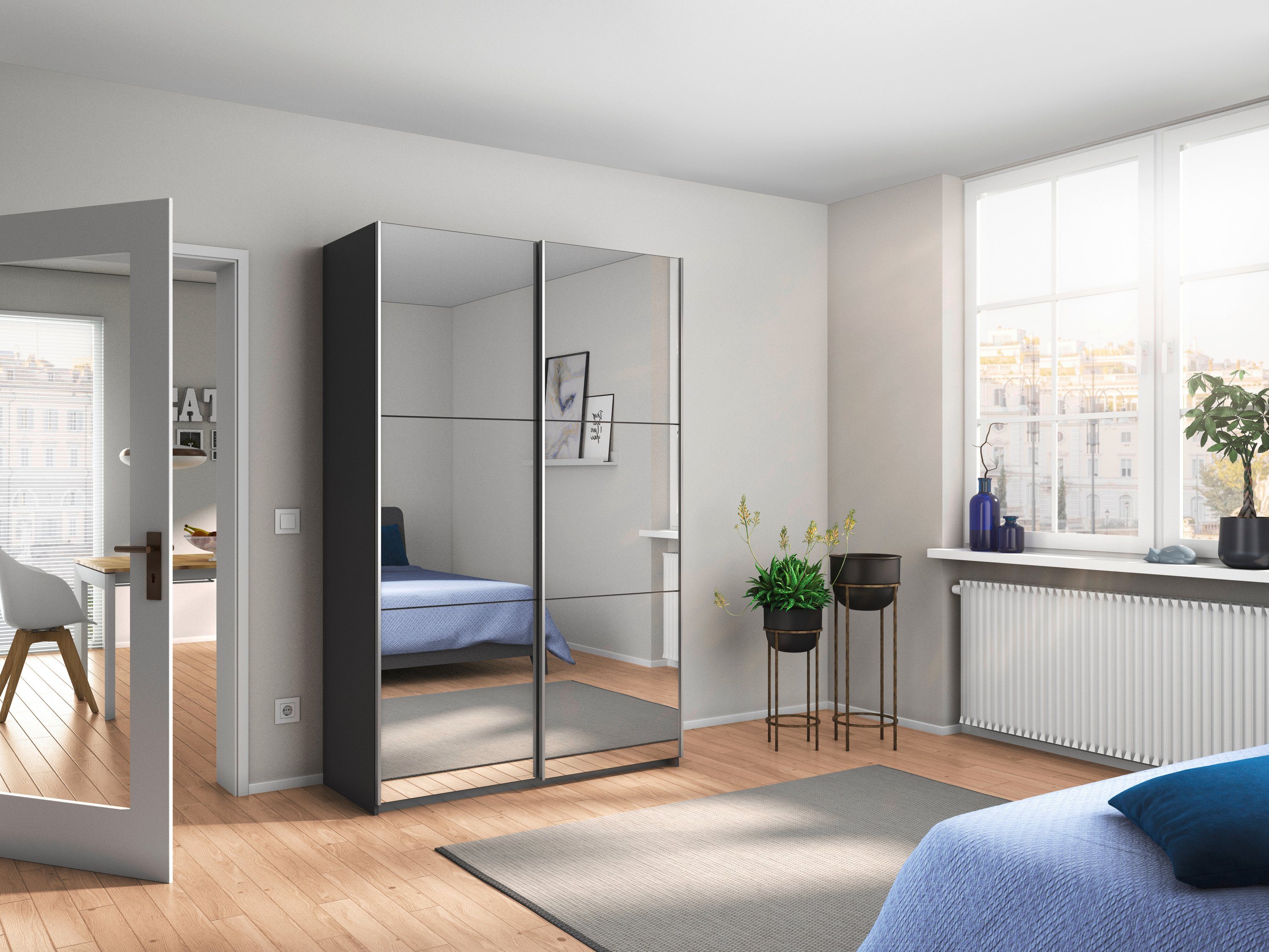 rauch Zweefdeurkast Kledingkast kast garderobe REFLECT inclusief praktische binneninrichting met veel opbergruimte made in germany