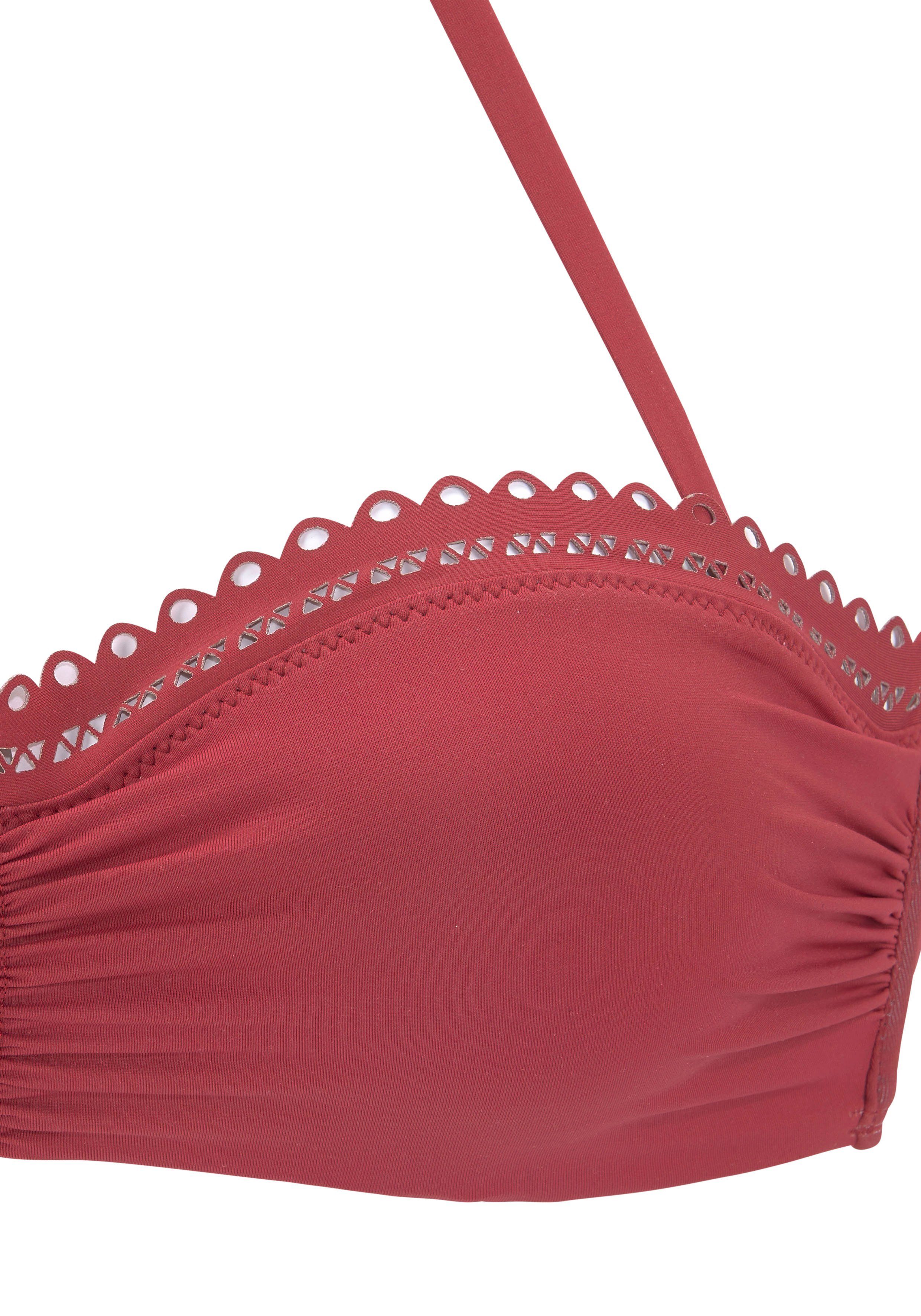 s.Oliver RED LABEL Beachwear Beugelbikinitop in bandeaumodel Aiko met gehaakte look