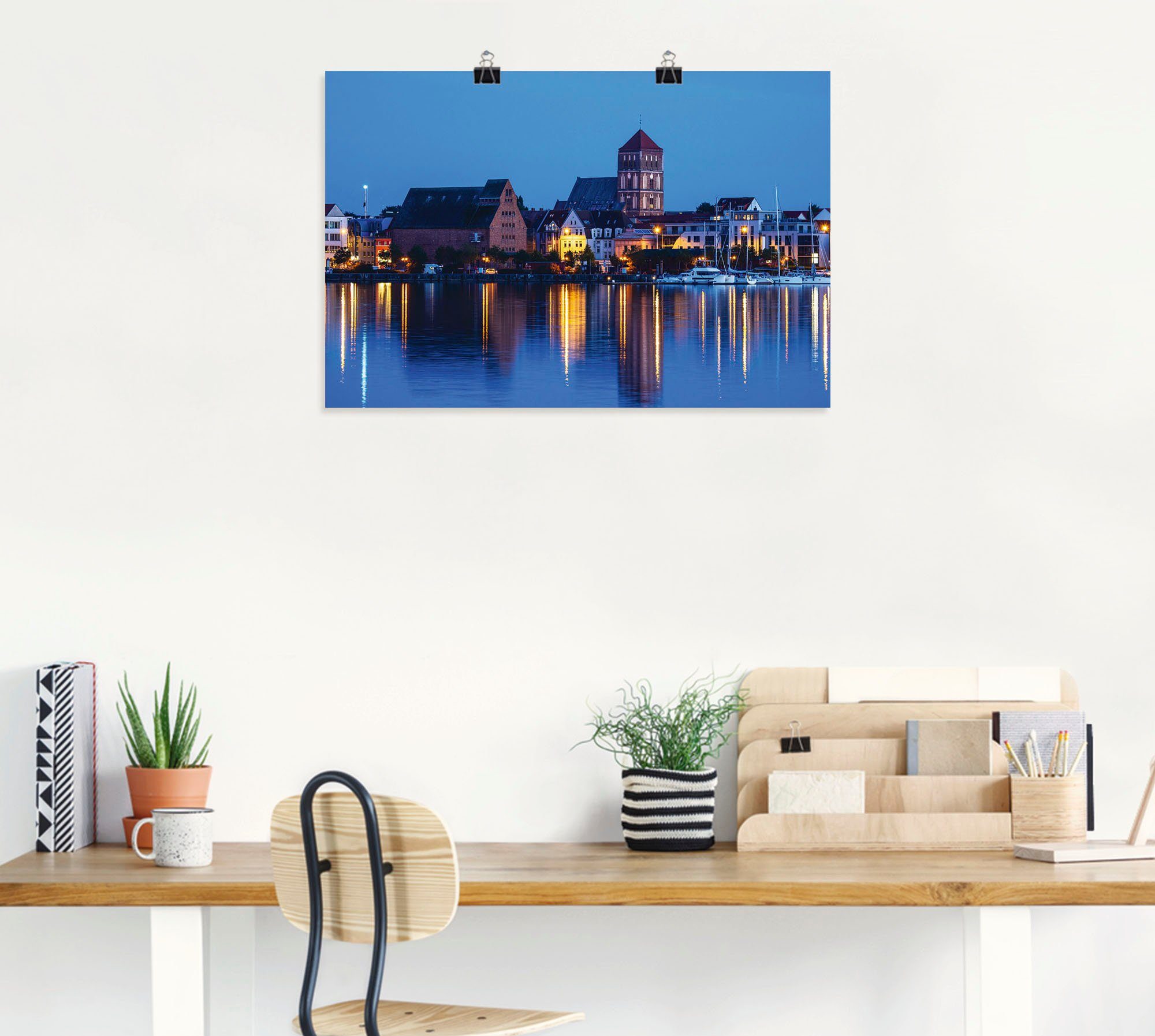 Artland Artprint Blick über Warnow auf Rostock II in vele afmetingen & productsoorten - artprint van aluminium / artprint voor buiten, artprint op linnen, poster, muursticker / wan