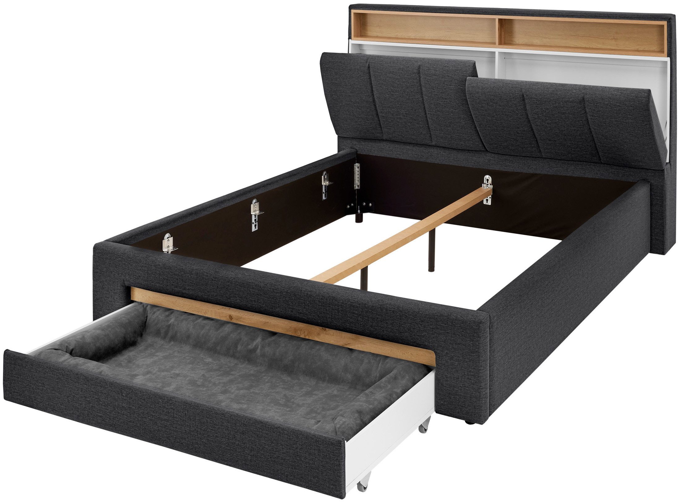 INOSIGN Gestoffeerd bed CiTY/GiRON,, gepolsterd opbergbed, met LED-verlichting Bedkisten met hondenbed of als opbergruimte, opklapbare hoofdeinden