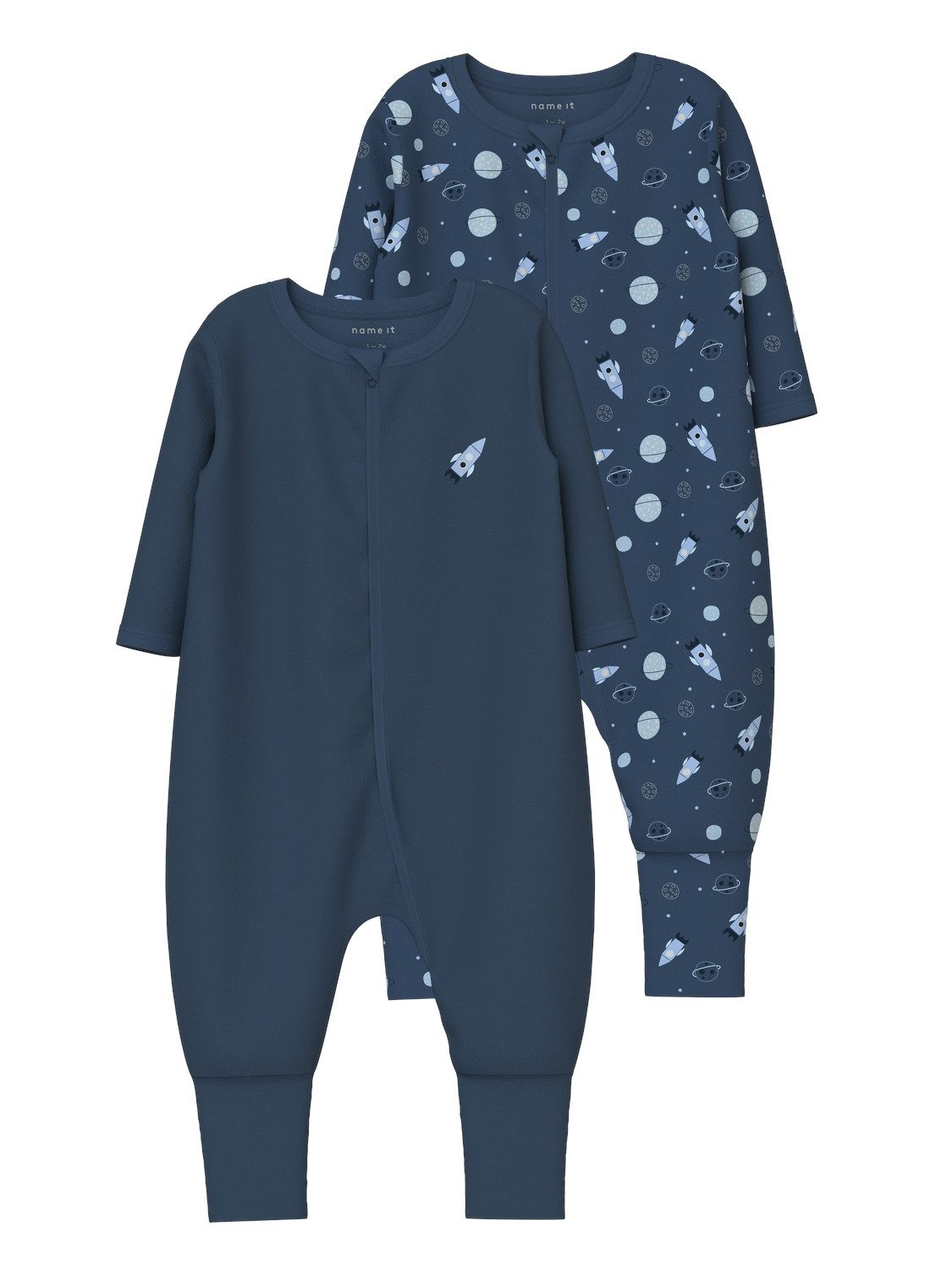 Name it BABY pyjama met all over print set van 2 donkerblauw lichtblauw Jongens Katoen Ronde hals 104