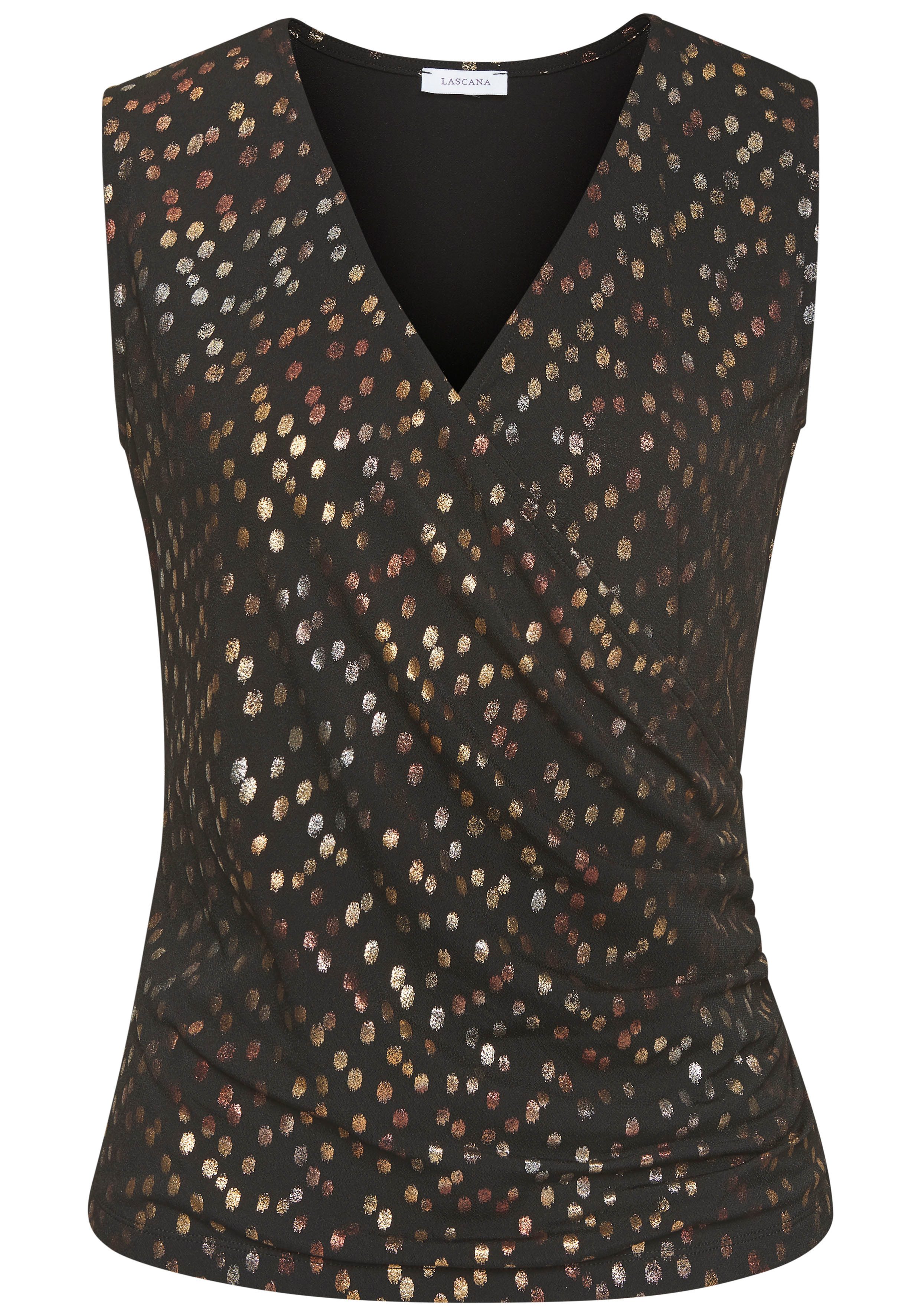 Lascana Tanktop in wikkel-look blousetop met alloverprint en zijraffing