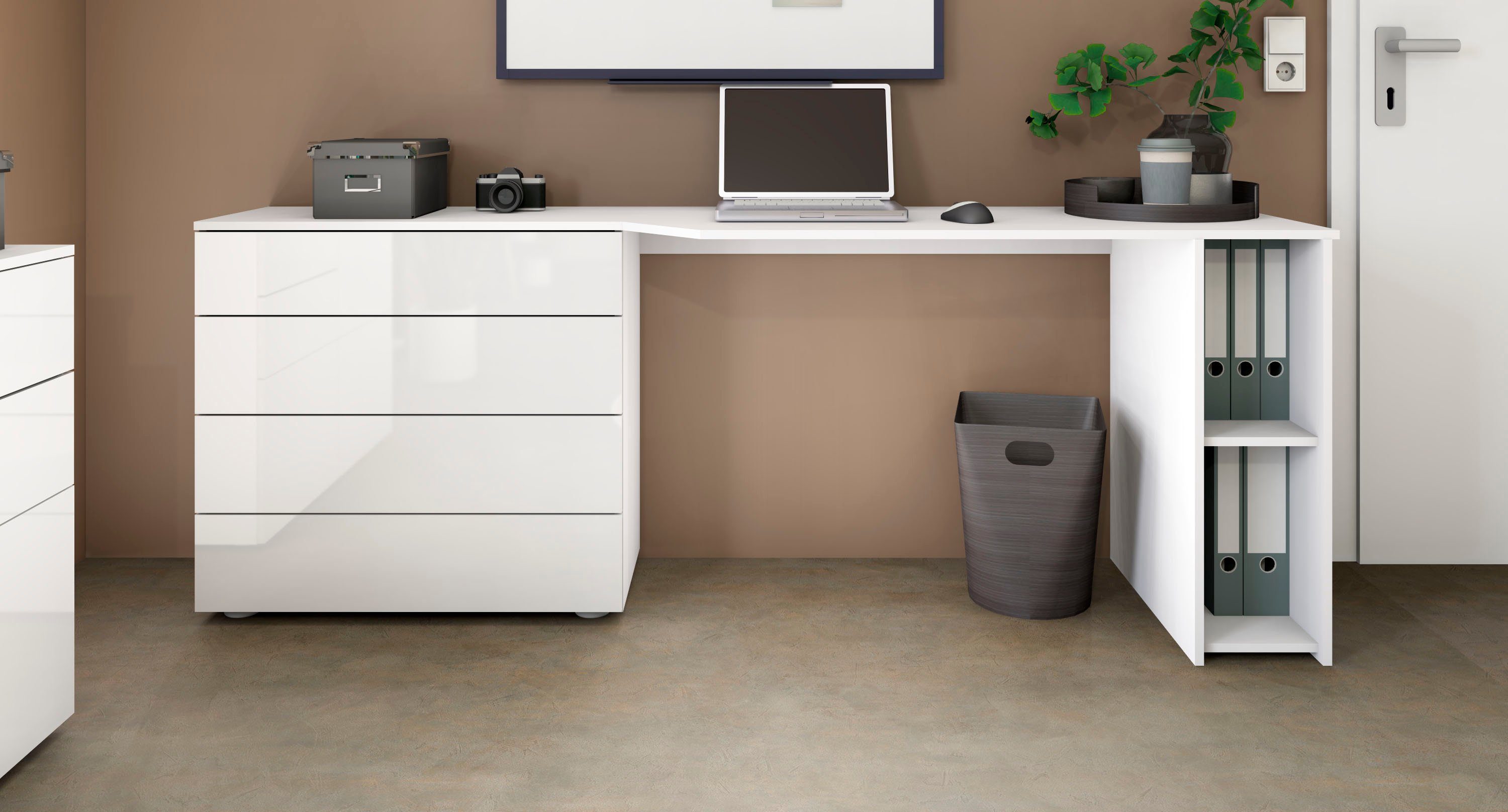 borchardt Möbel Bureau Vaasa Breedte 196 cm, push-to-openfunctie