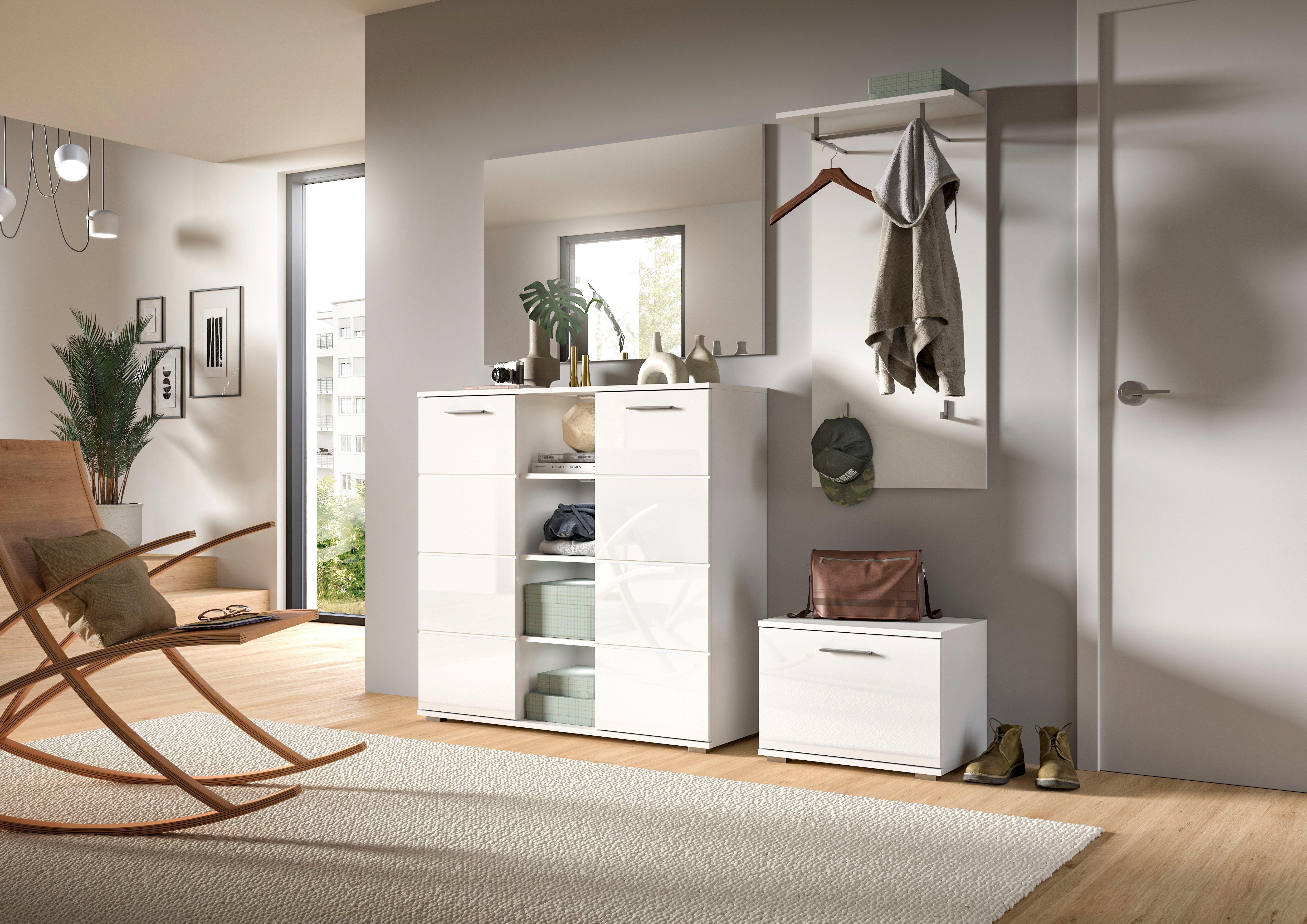 INOSIGN Halmeubelset Valge, Breedte 110 cm, 2-delig Set, bestaande uit: Highboard en Spiegel (2-delig)