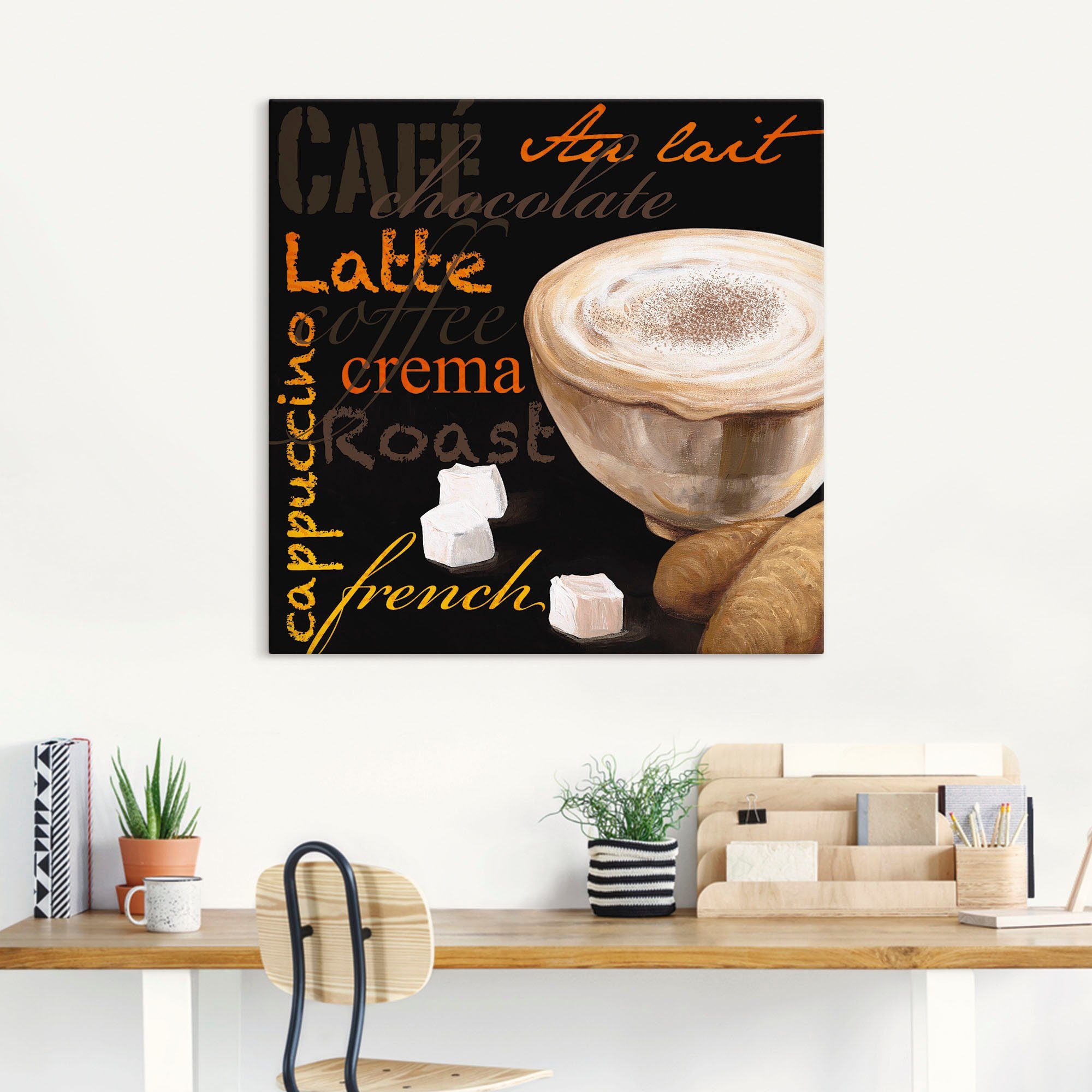 Artland Artprint Cappuccino - koffie als artprint van aluminium, artprint voor buiten, artprint op linnen in verschillende maten