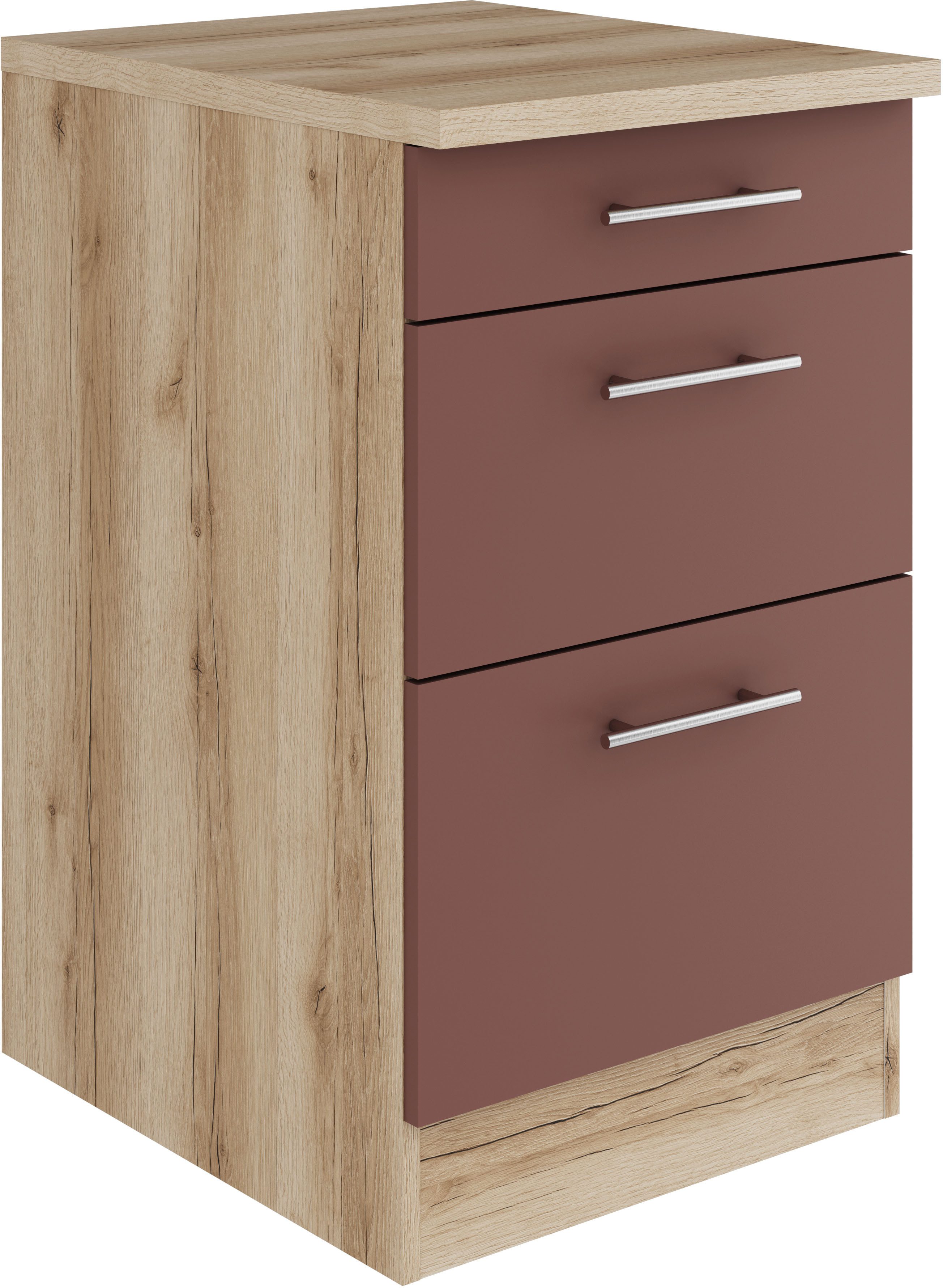 OPTIFIT Onderkast Bella Breedte 50 cm, 2 uittrekken, 1 lade onderkasten rood